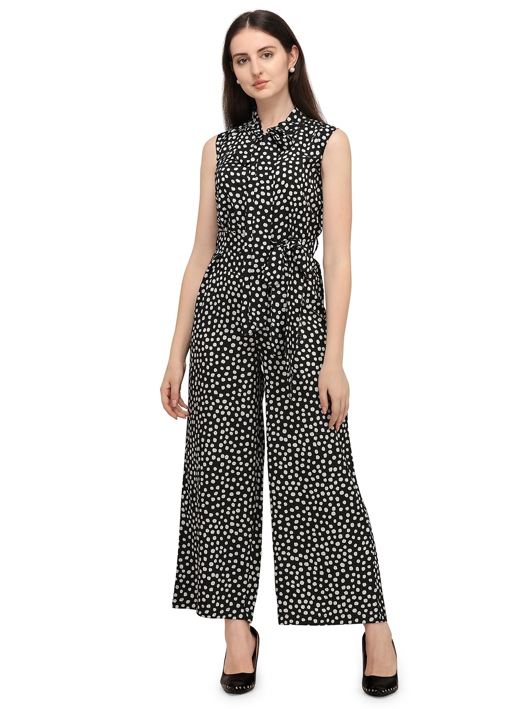 

Fashfun Geometric Printed Basic Jumpsuit, Black