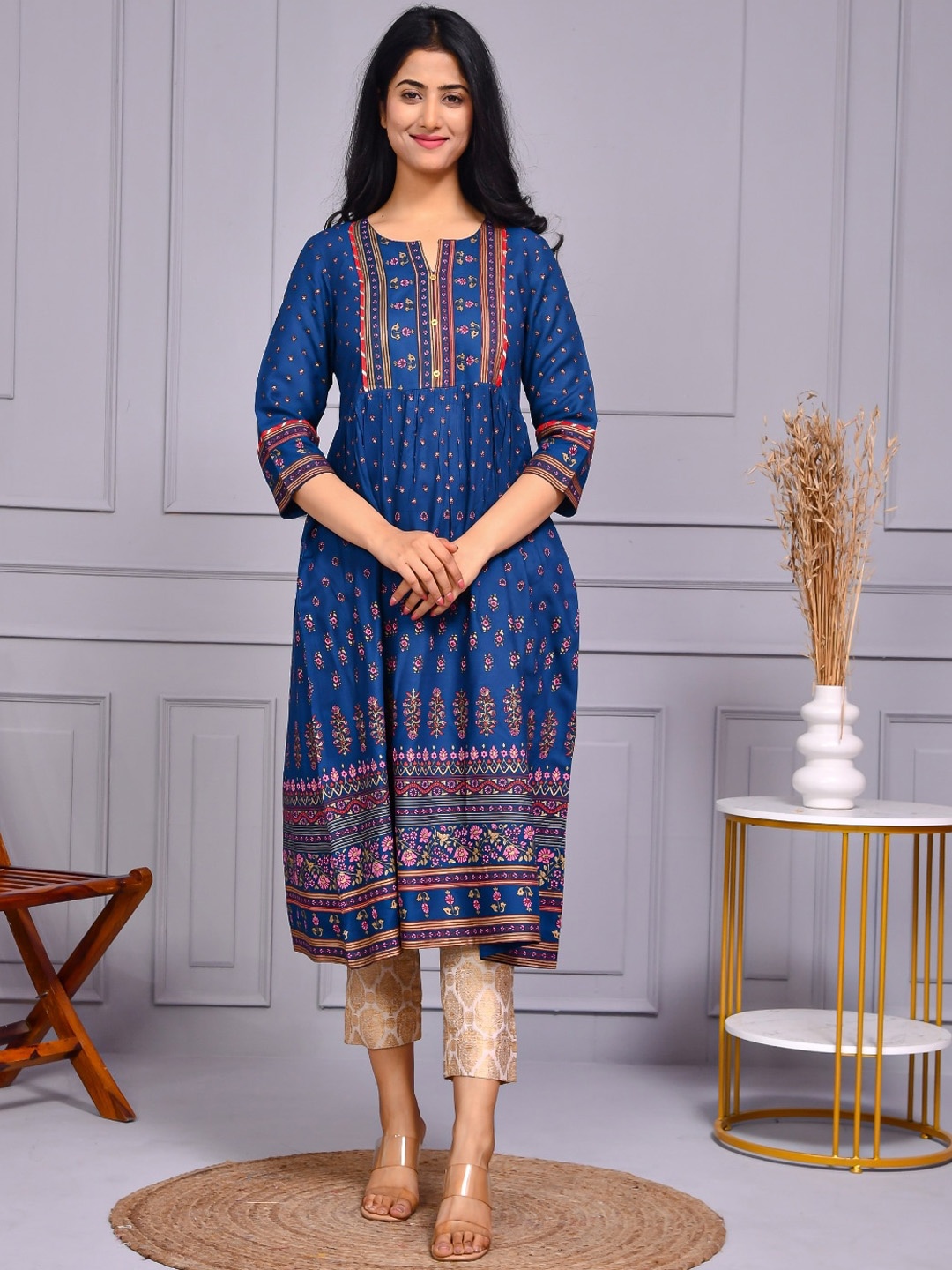 

Aspriya Ethnic Motifs Printed Kurta, Blue