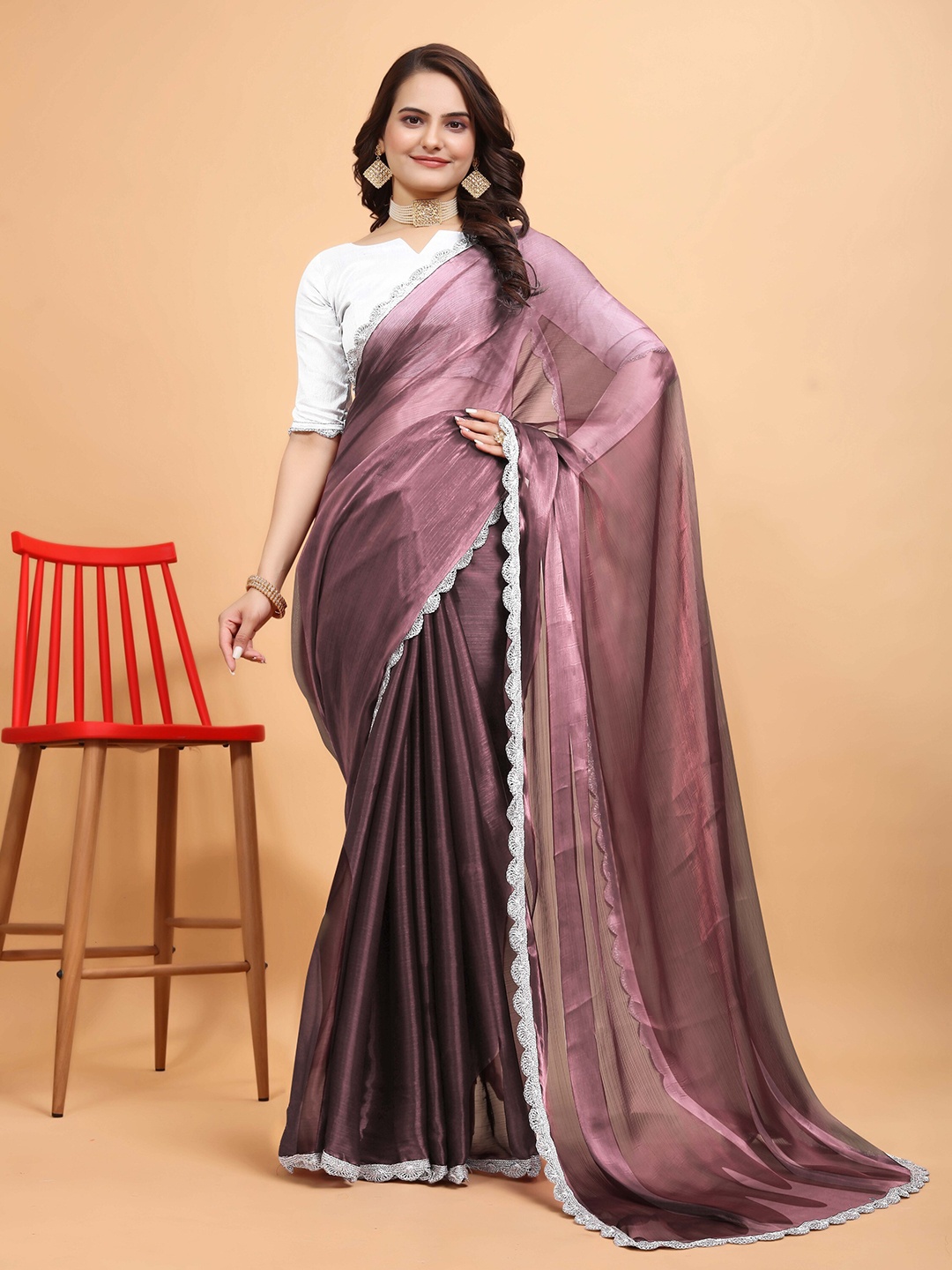 

Celeb Styles Pure Chiffon Saree, Mauve