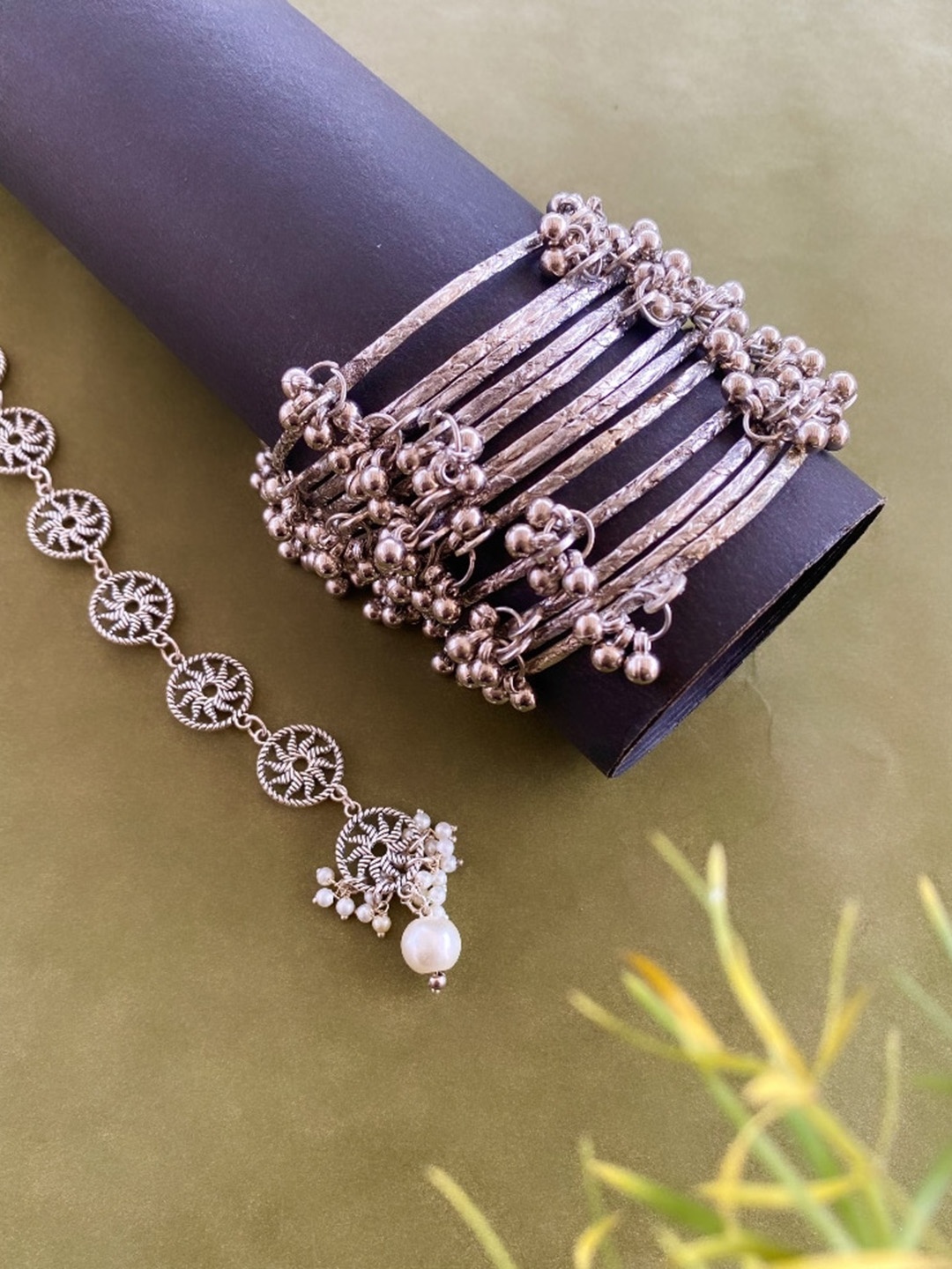

ATIBELLE Set Of 13 Silver-Plated Beaded Jewellery Set