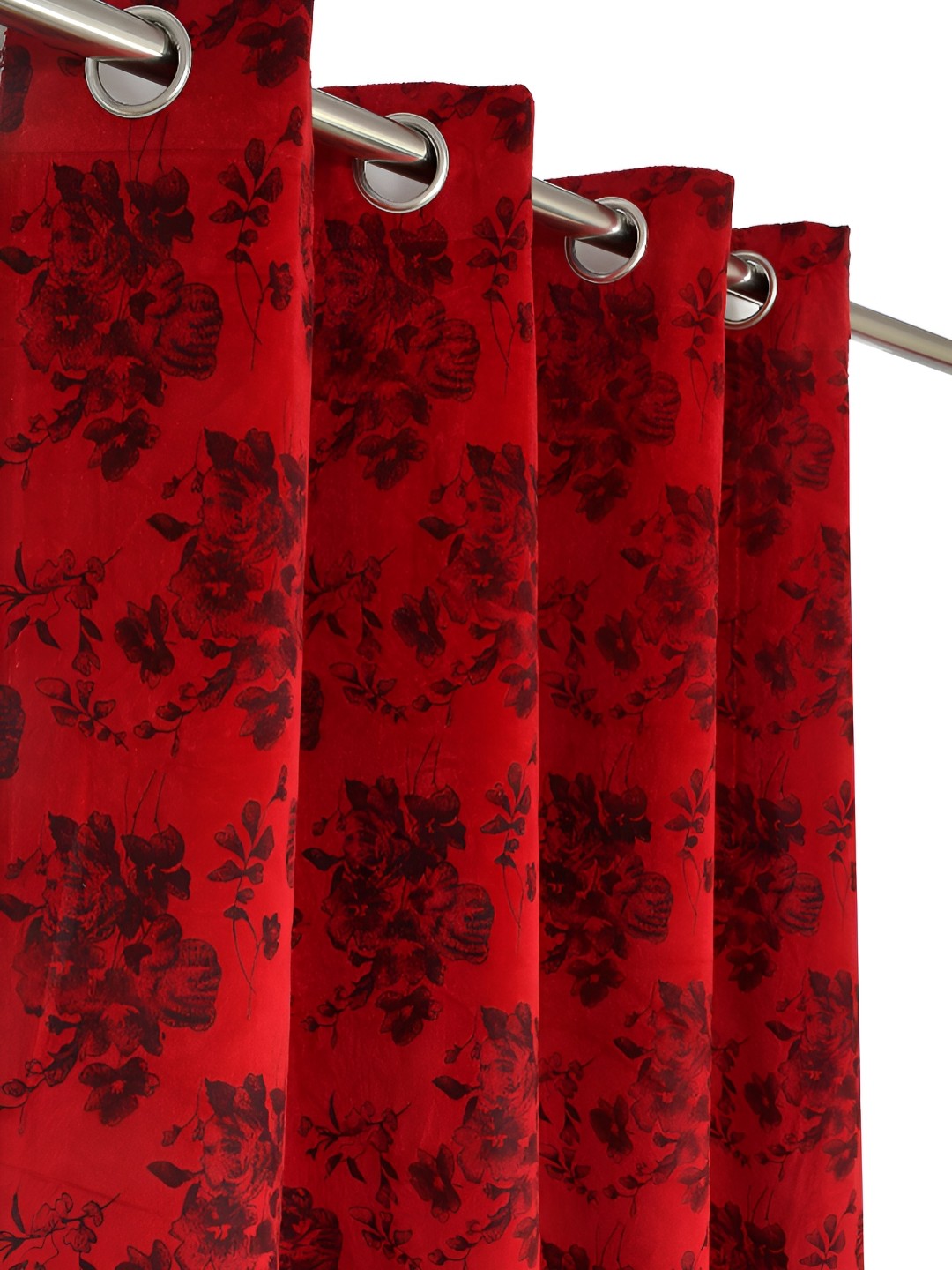 

Galaxy Home Decor Maroon & Black 3 Pieces Floral Printed Room Darkening Long Door Curtains