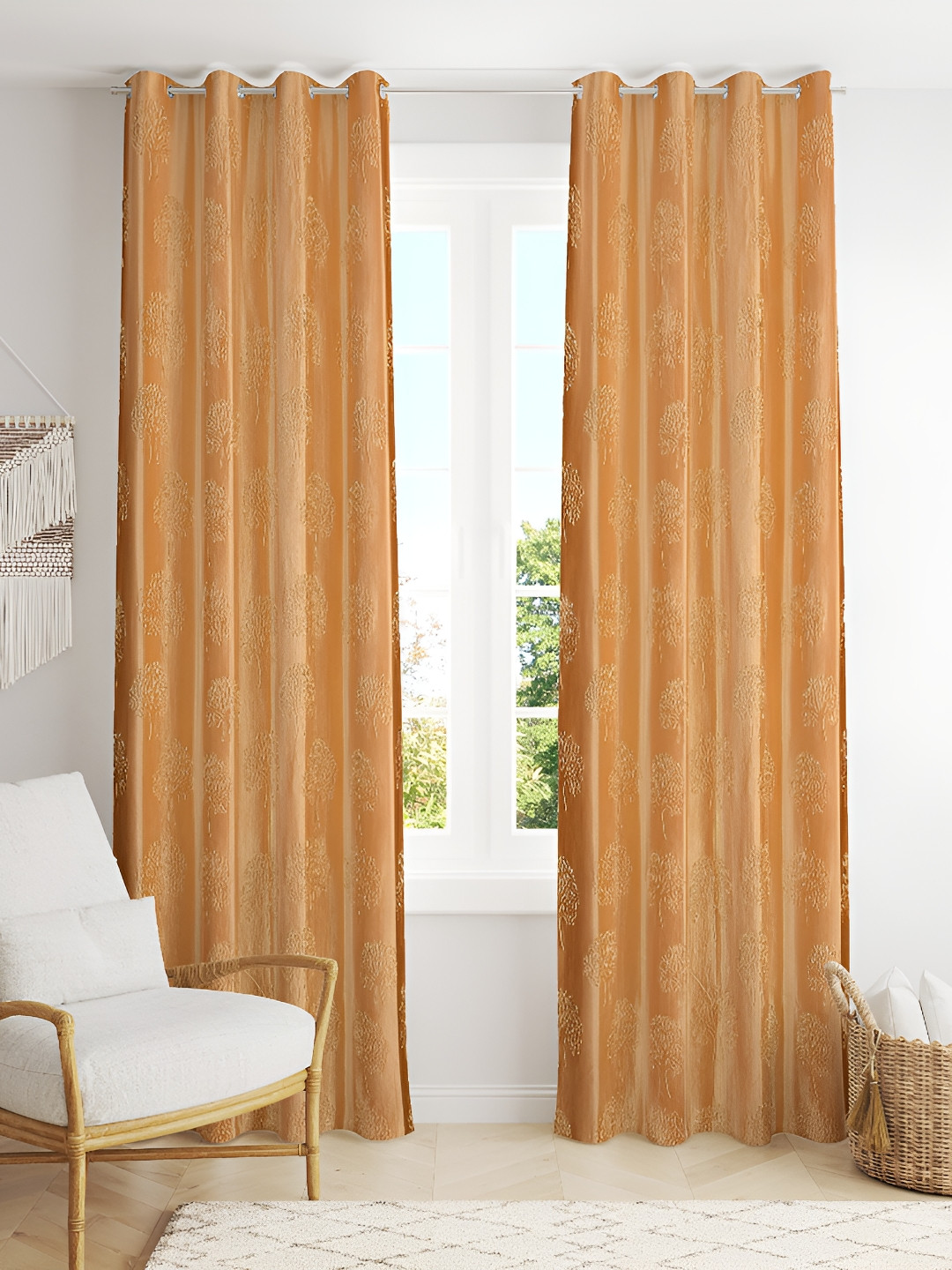 

Galaxy Home Decor Gold-Toned Floral Room Darkening Window Curtain