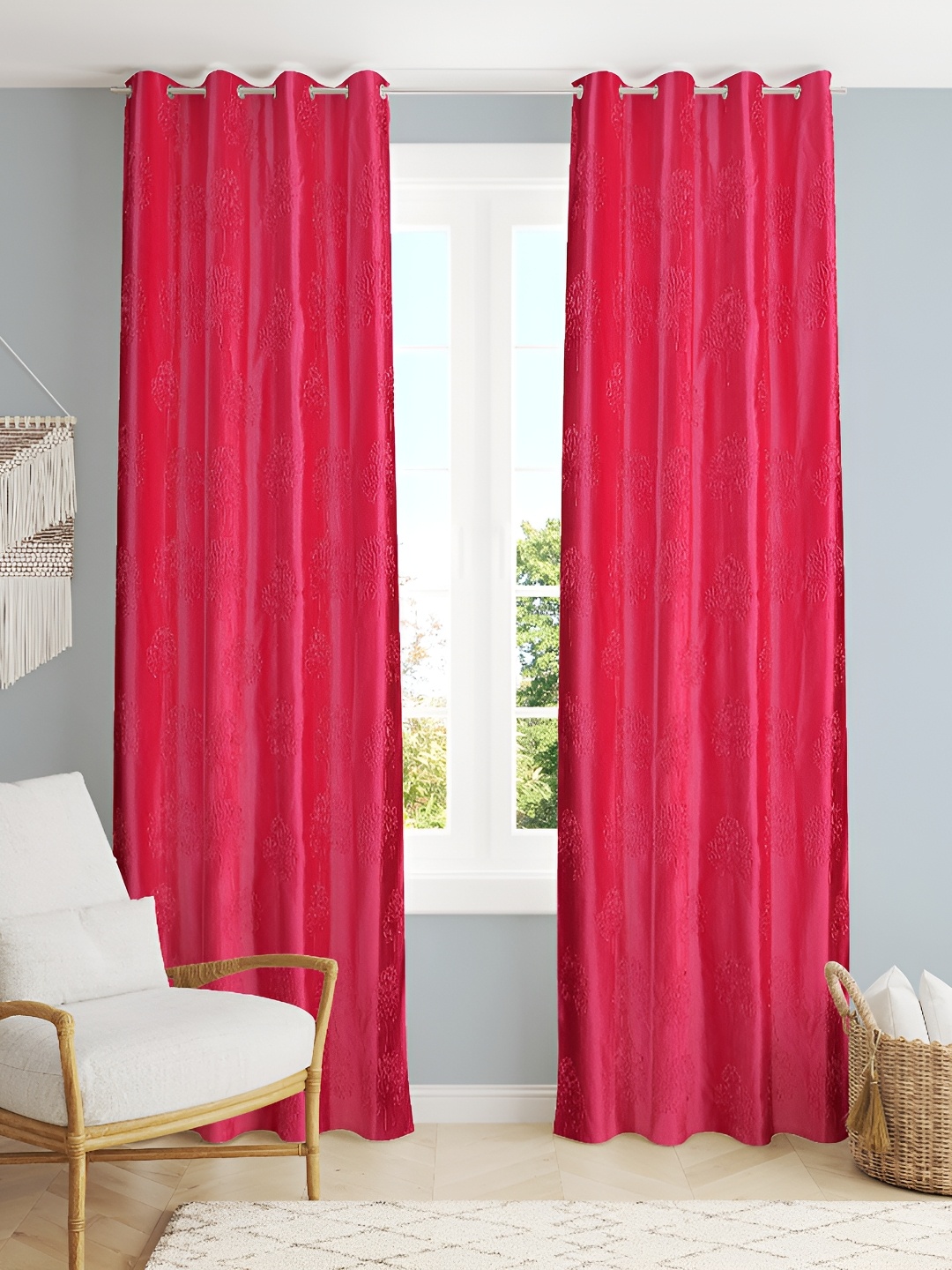 

Galaxy Home Decor Pink Floral Printed Room Darkening Window Curtain