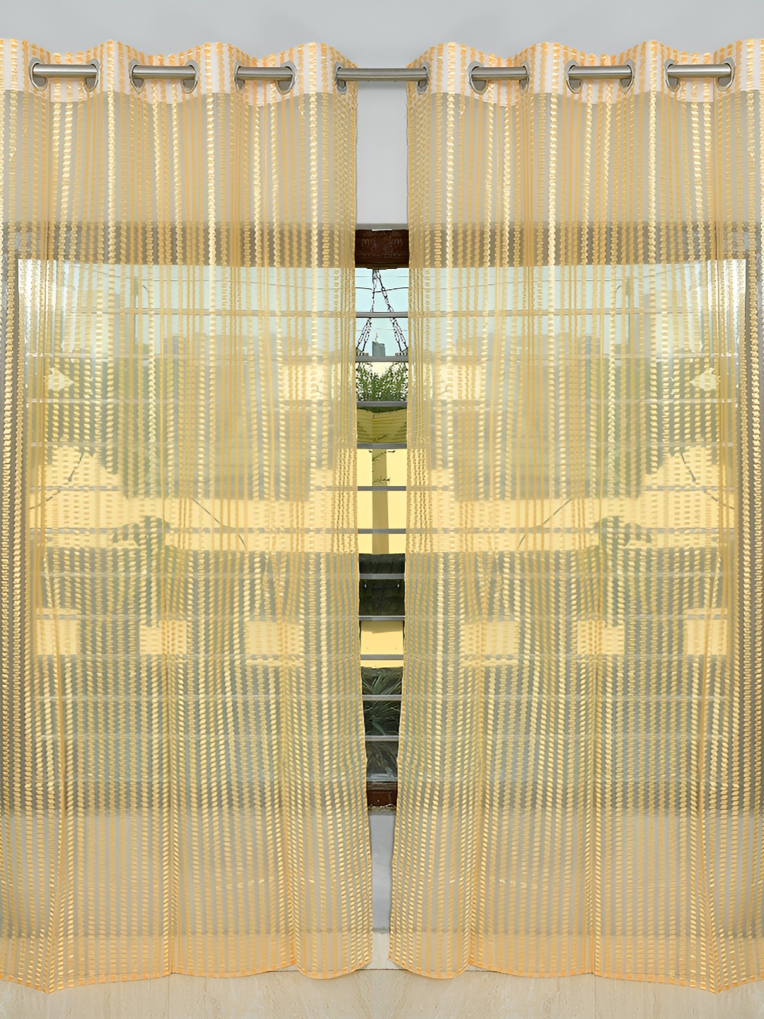 

Galaxy Home Decor Gold-Toned Floral Room Darkening Long Door Curtain