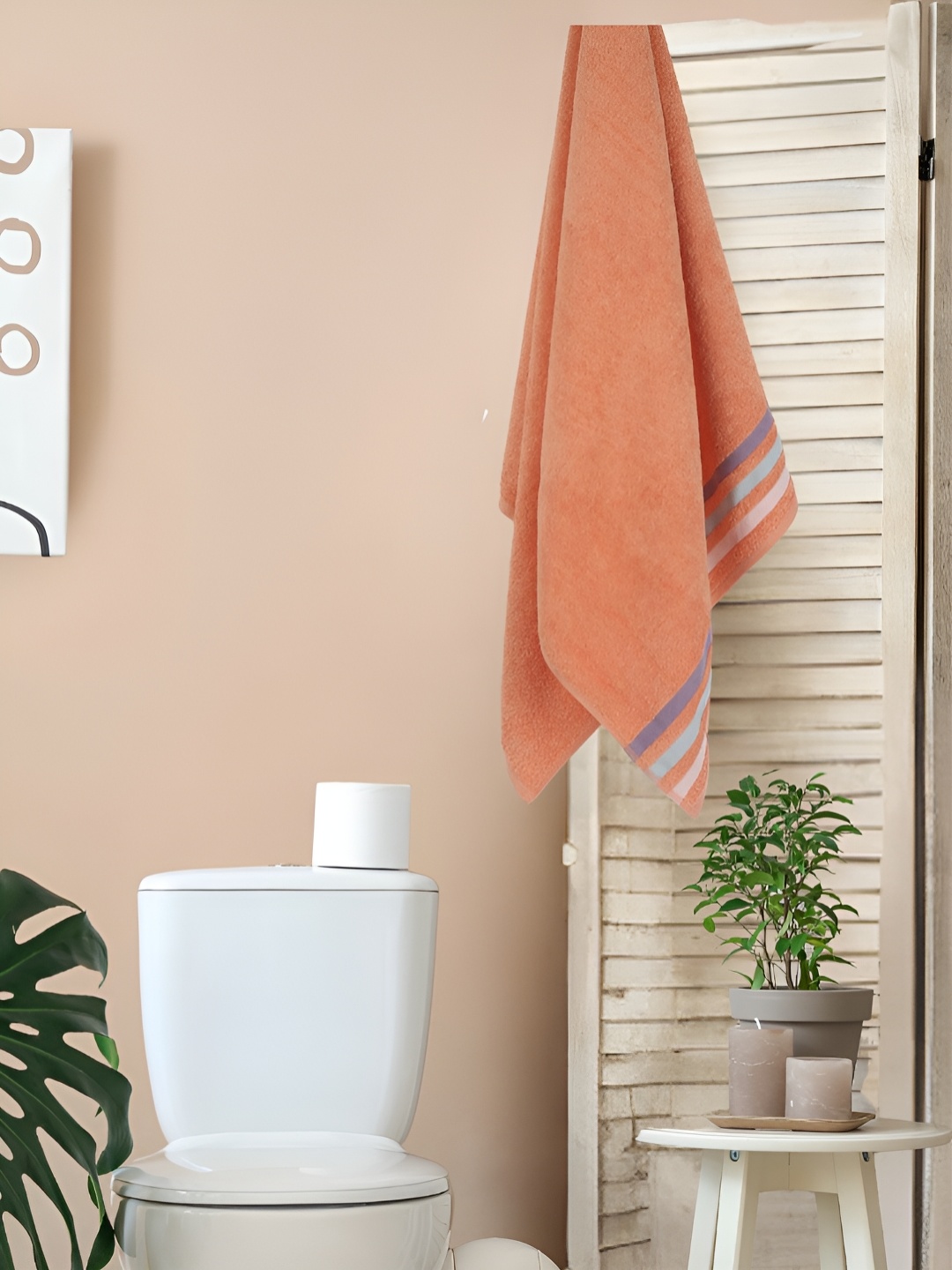 

eurospa Orange & Grey Striped Terry Cotton 480 GSM Towel Set