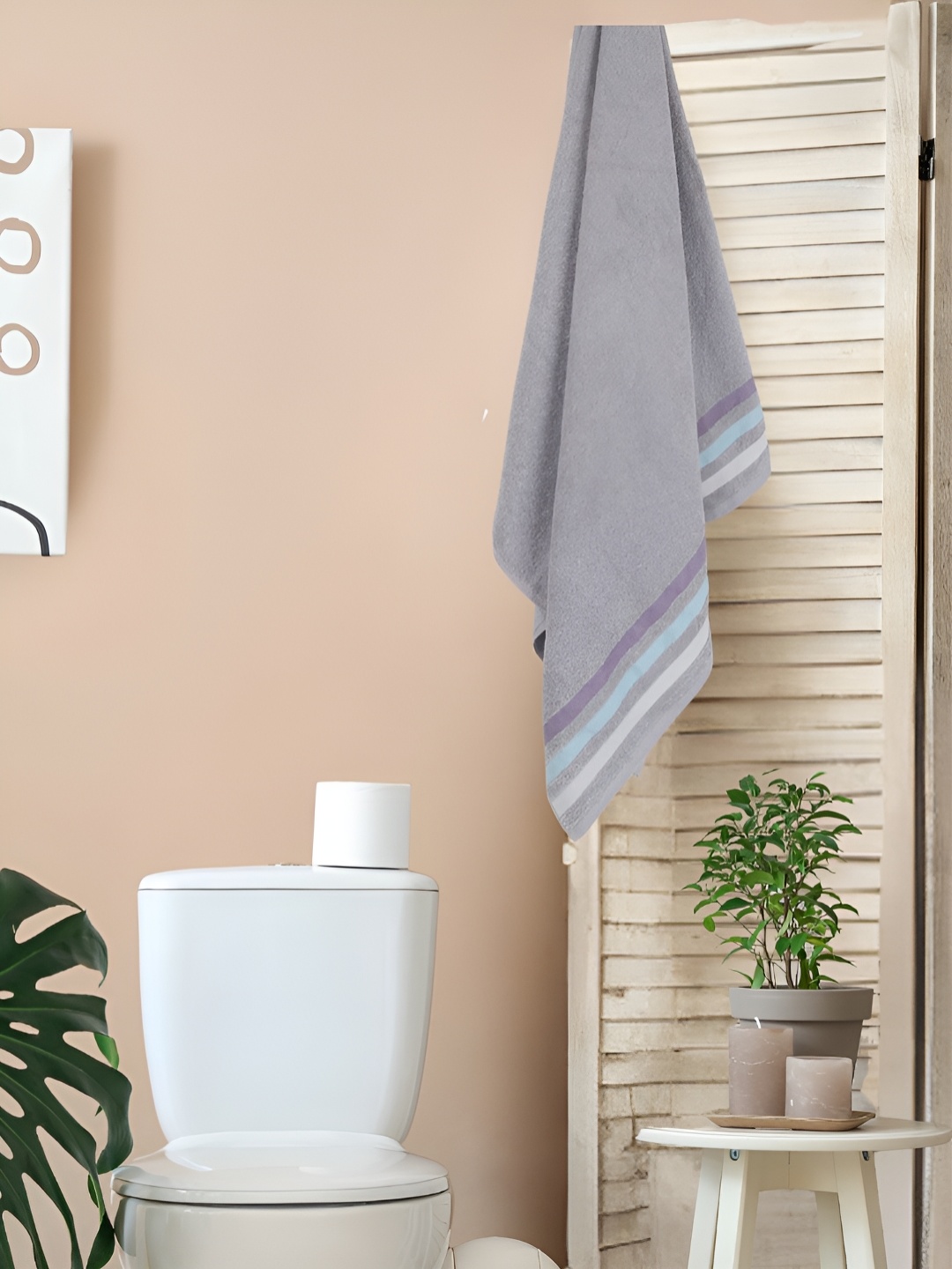 

eurospa Grey & White Striped Terry Cotton 480 GSM Towel Set