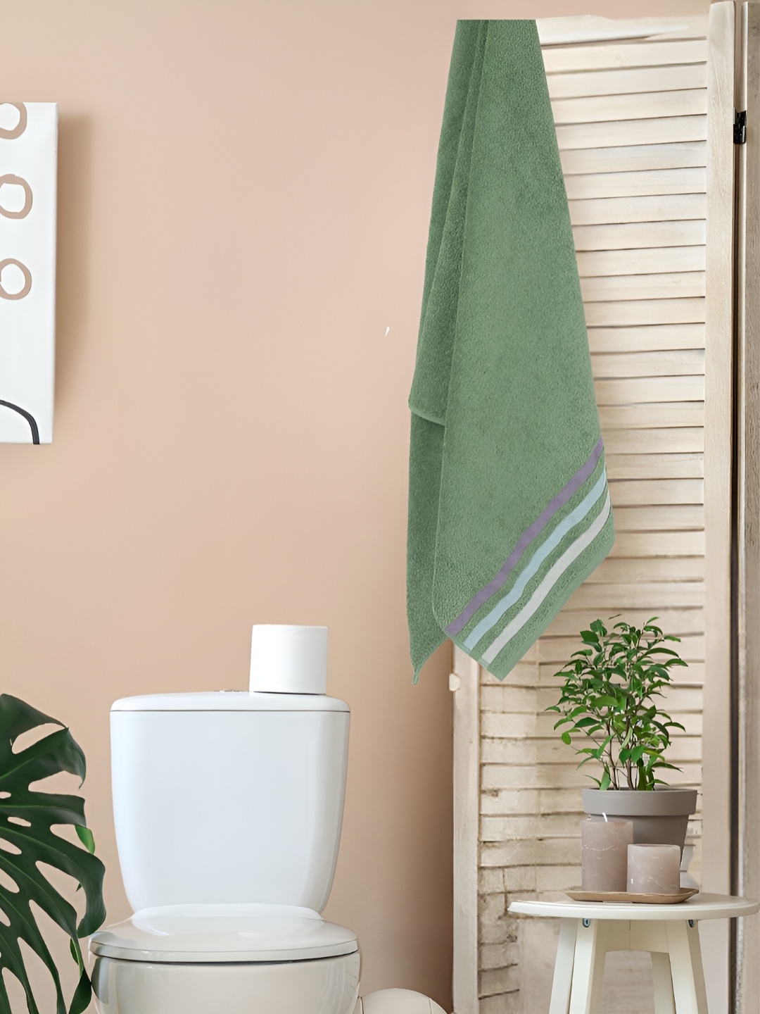 

eurospa Green & Blue Striped Terry Cotton 480 GSM Towel Set