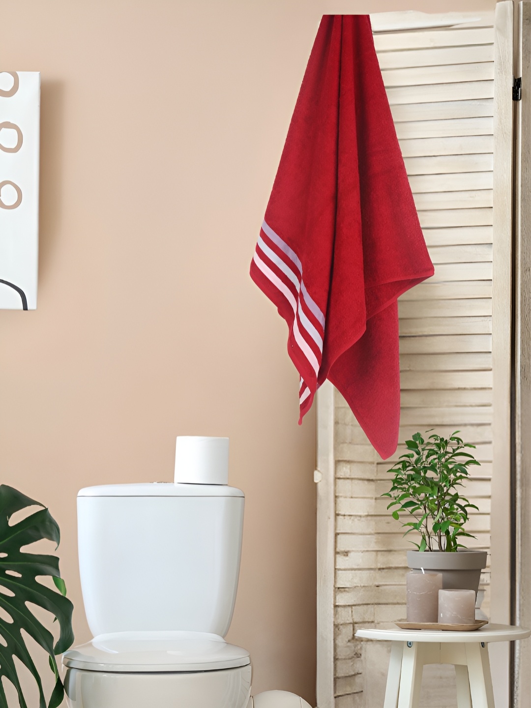 

eurospa Red and White Terry Cotton 480 GSM Towel Set