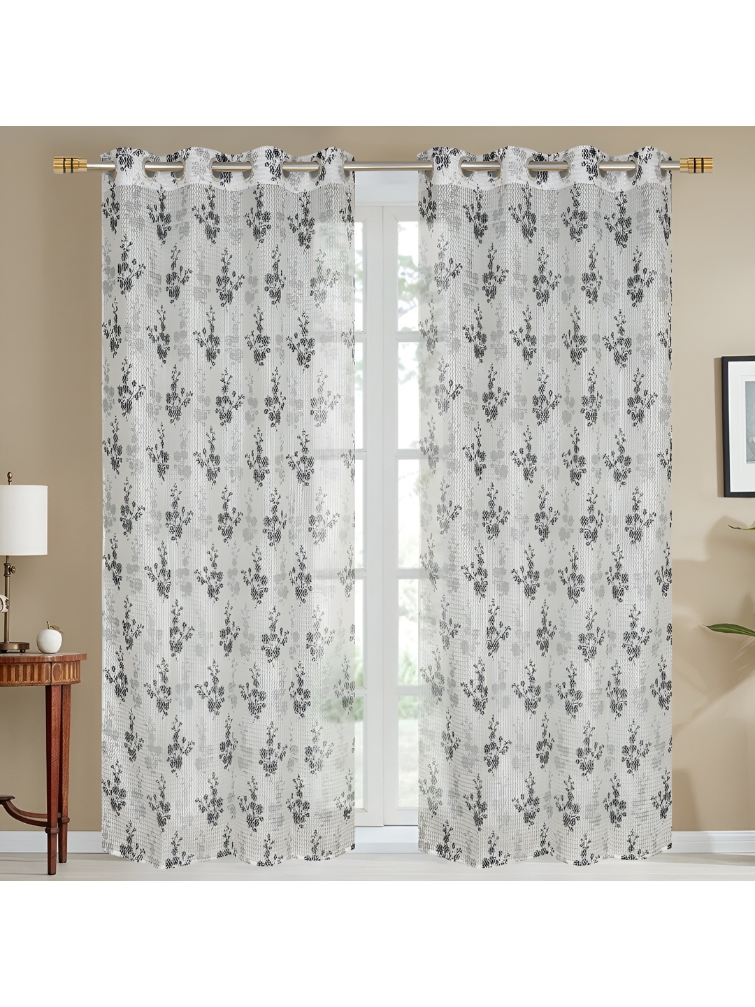 

Galaxy Home Decor Grey Floral Room Darkening Door Curtain