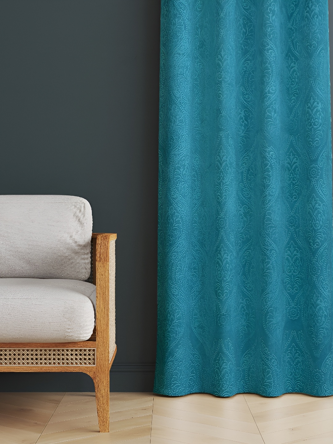 

Galaxy Home Decor Turquoise Blue Floral Room Darkening Long Door Curtain