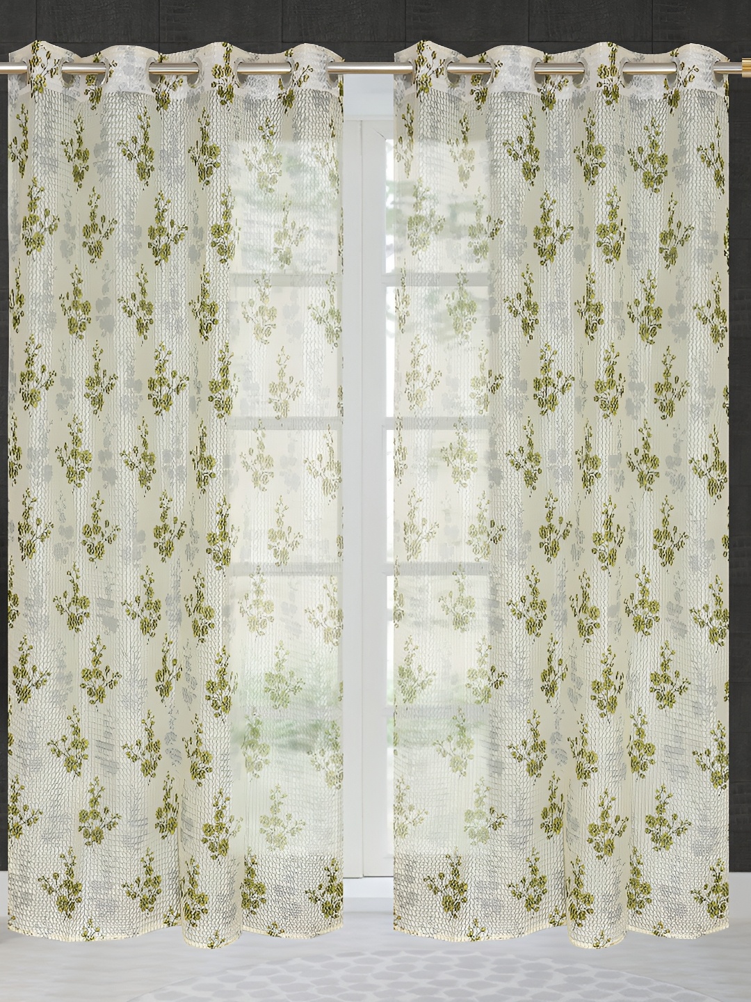 

Galaxy Home Decor Green 2Pcs Floral Room Darkening Window Curtains