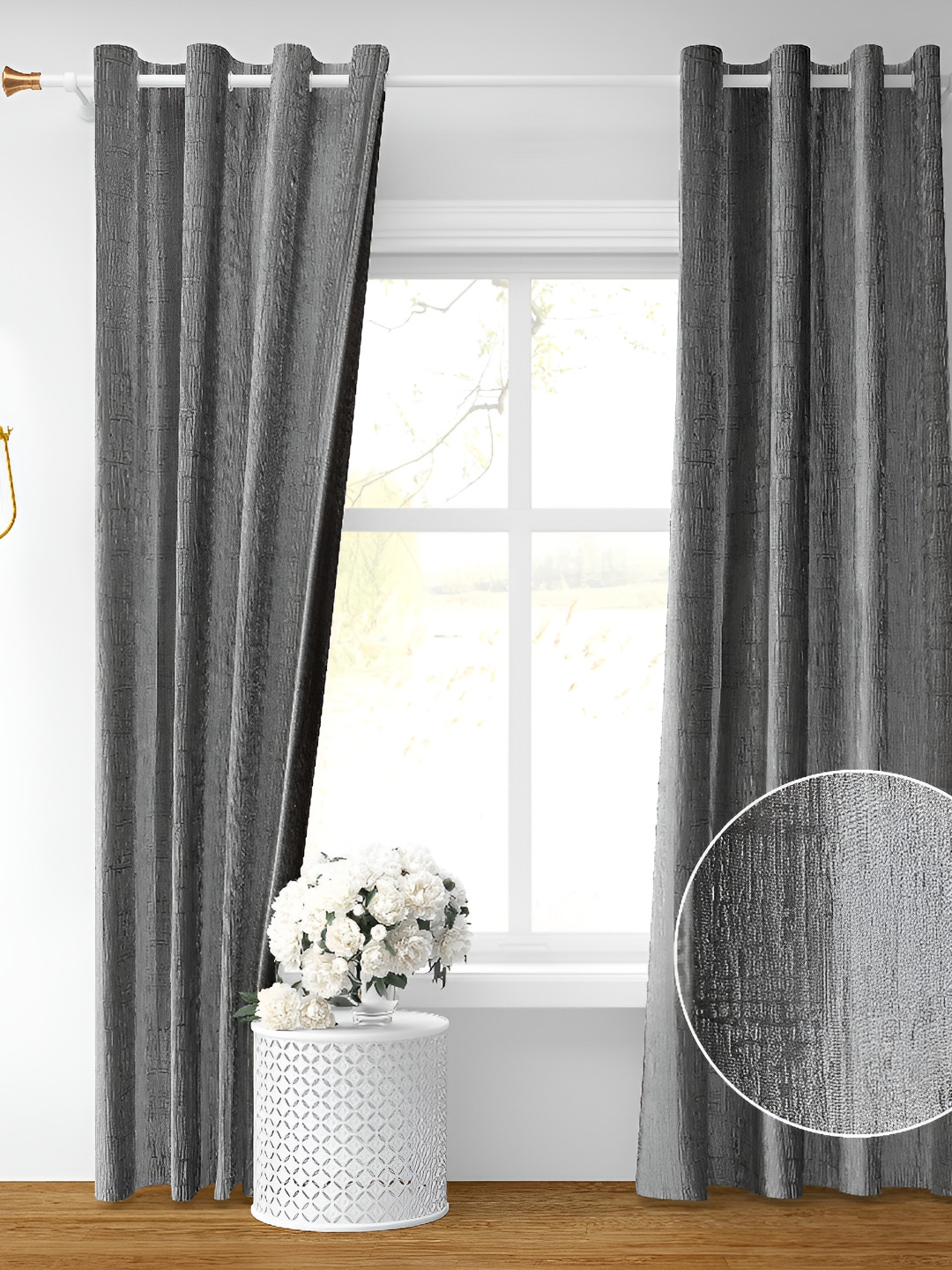 

Galaxy Home Decor Grey Eyelet Room Darkening Door Curtain