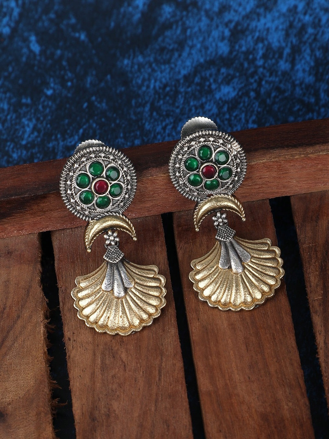

Anouk Silver-Toned Silver-Plated Oxidised Contemporary Drop Earrings