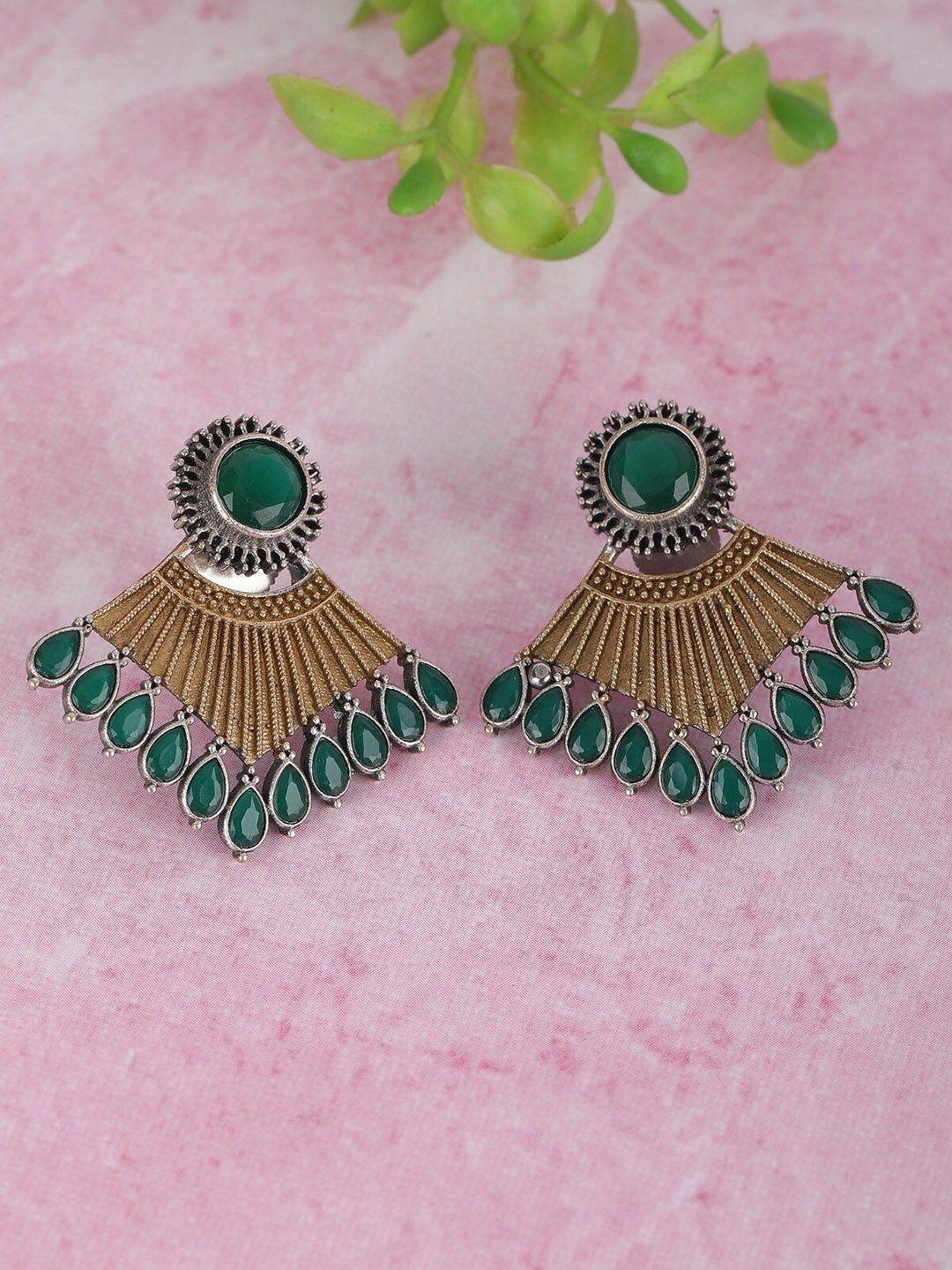 

Anouk Silver-Toned Silver-Plated Oxidised Contemporary Drop Earrings