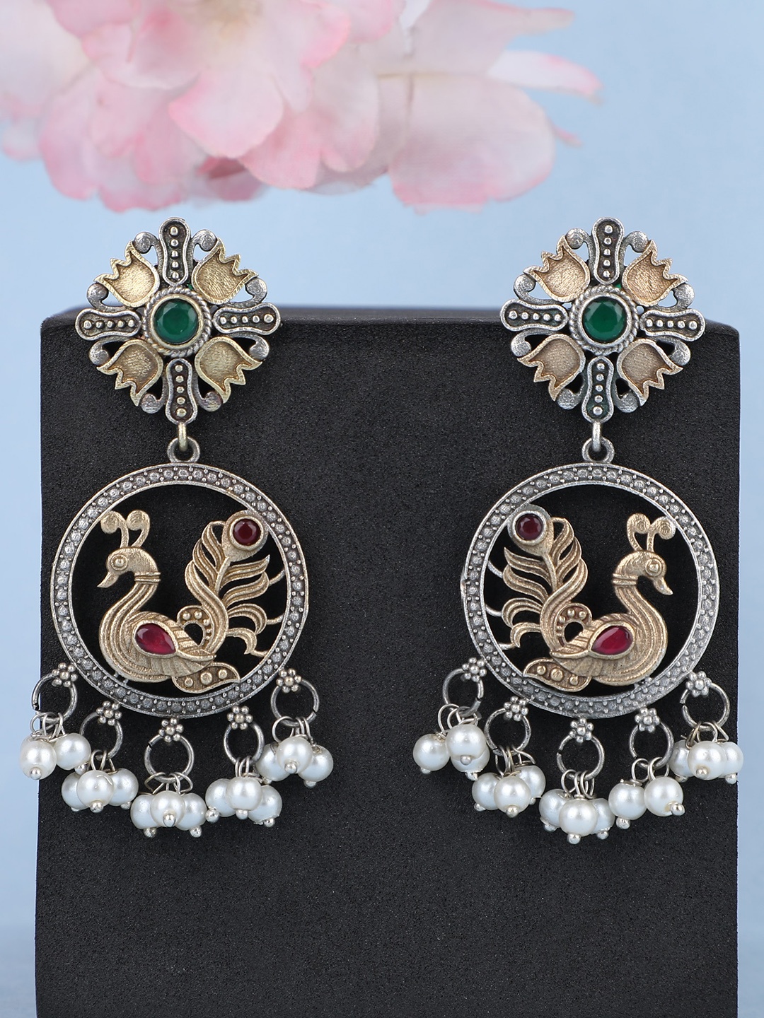 

Anouk Silver-Toned Silver-Plated Contemporary Oxidised Drop Earrings