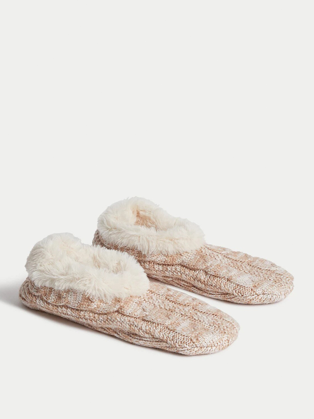 

Marks & Spencer Women Cable Knit Slipper Socks, Brown