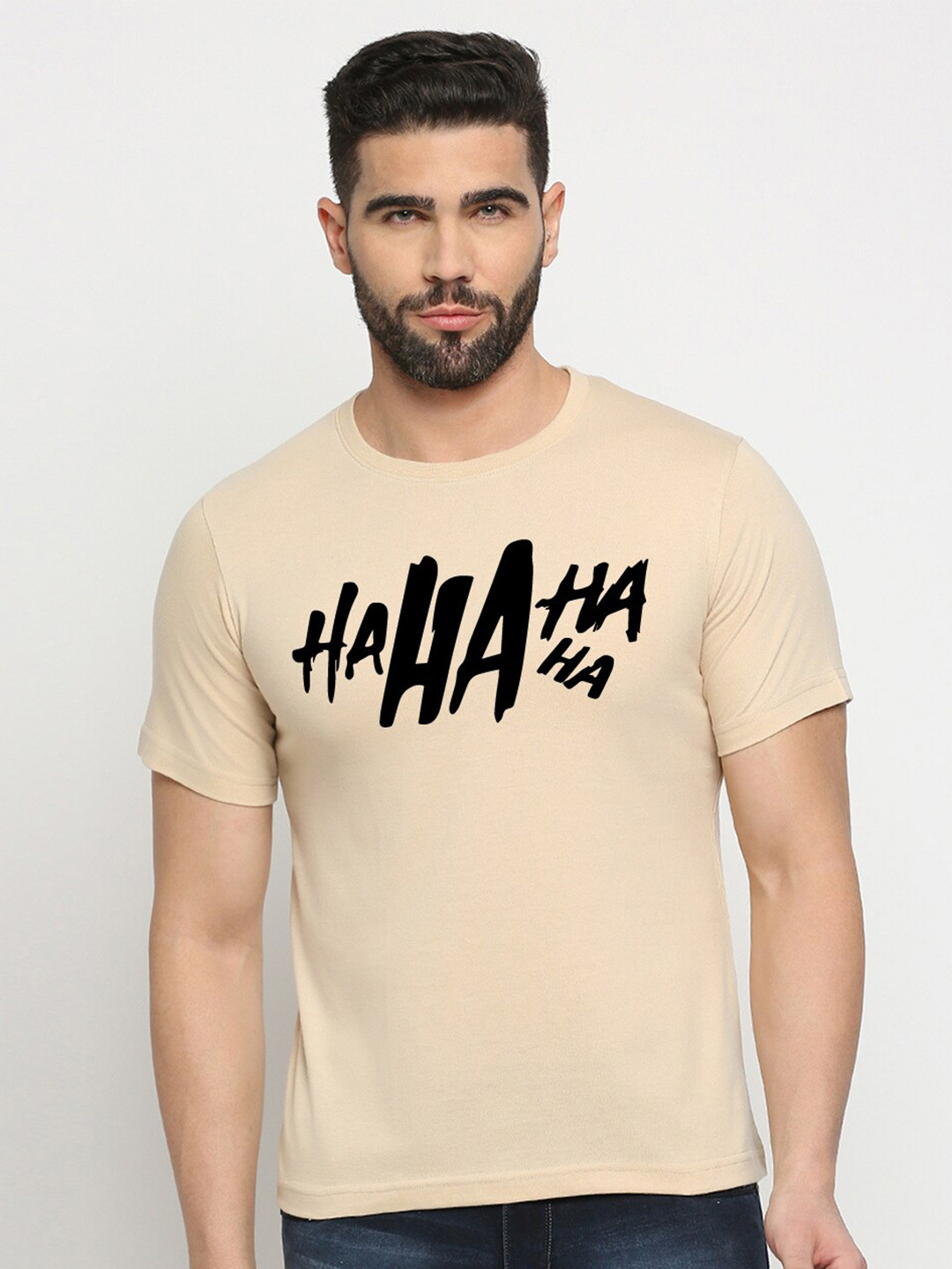 

MOD ECRU Unisex Typography Printed Cotton T-shirt, Cream
