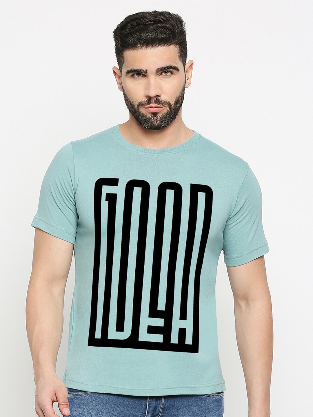 

MOD ECRU Unisex Typography Printed Cotton T-shirt, Green
