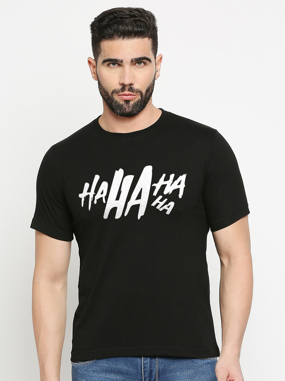 

MOD ECRU Unisex Typography Printed Cotton T-shirt, Black
