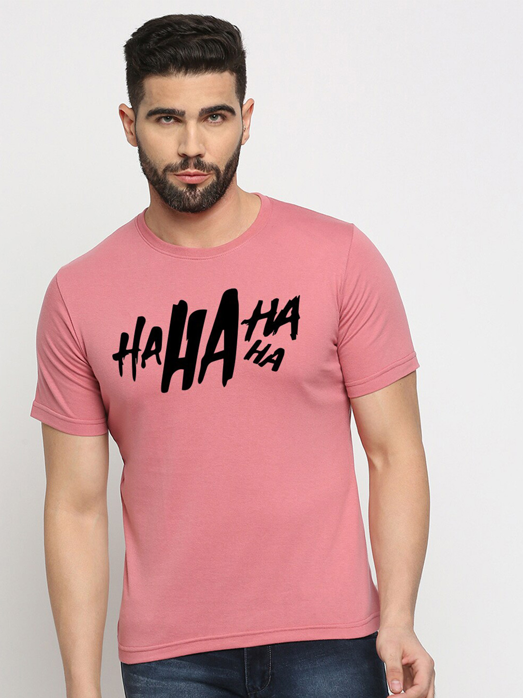 

MOD ECRU Unisex Typography Printed Cotton T-shirt, Pink
