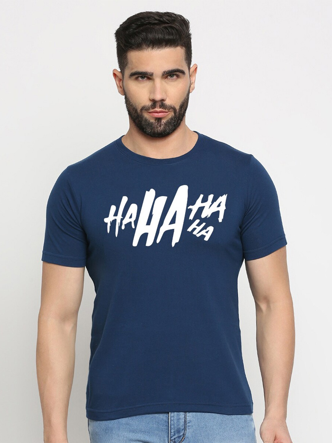 

MOD ECRU Unisex Typography Printed Cotton T-shirt, Blue