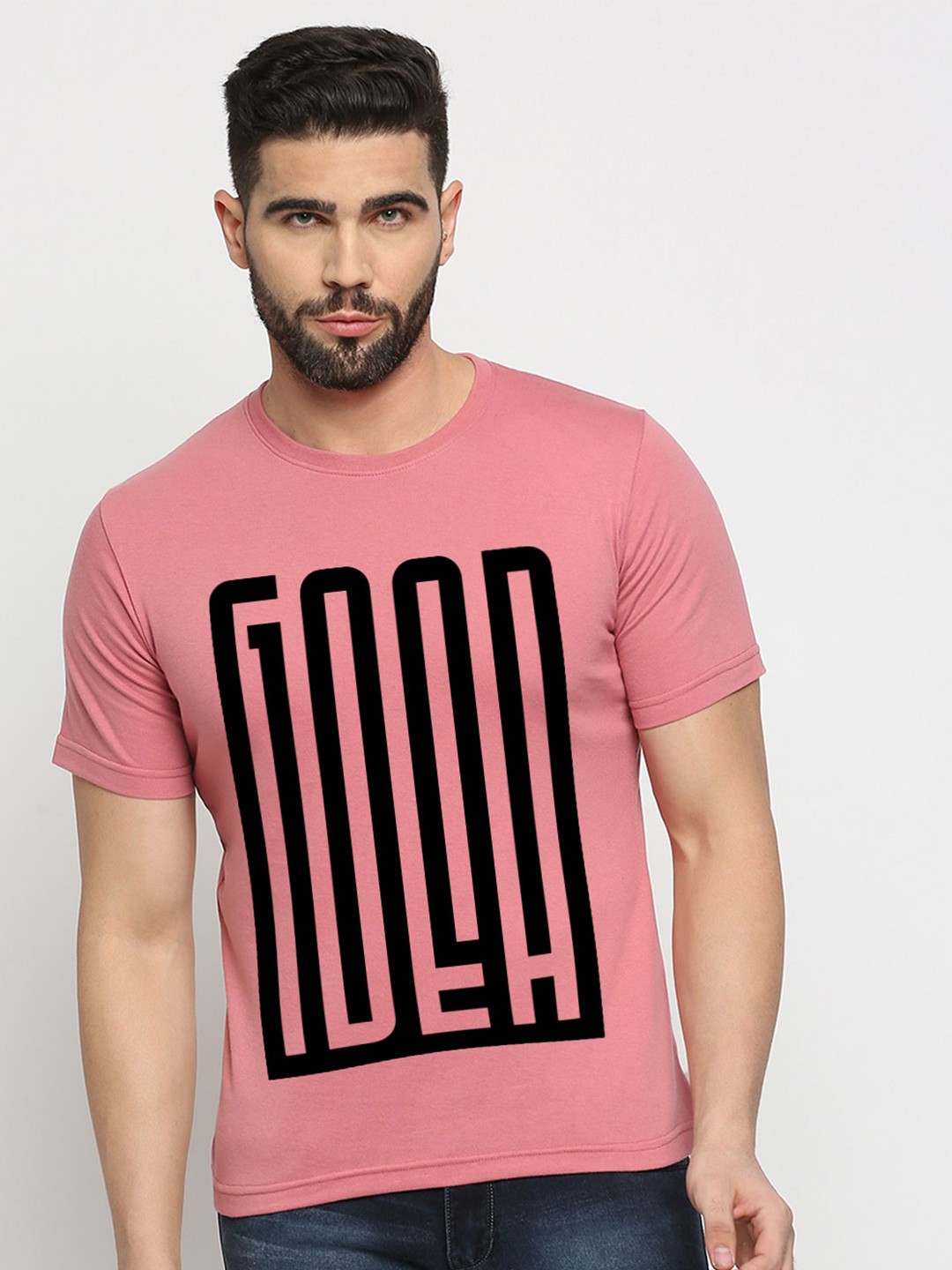 

MOD ECRU Unisex Typography Printed Cotton T-shirt, Pink