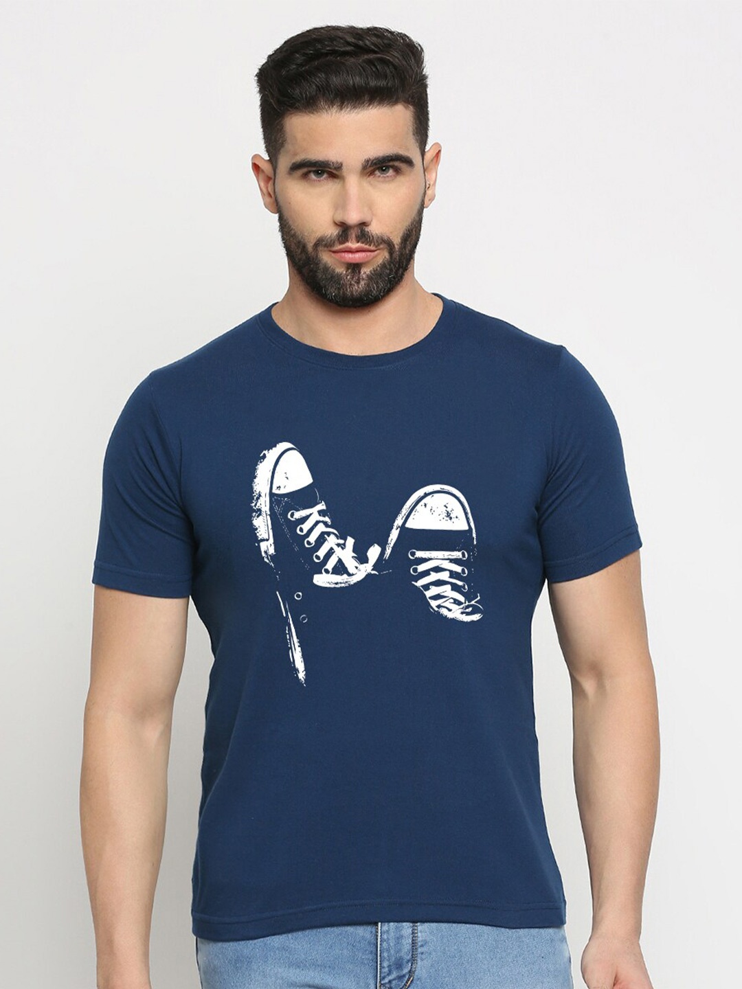 MOD ECRU Unisex Graphic Printed Cotton T-shirt, Blue