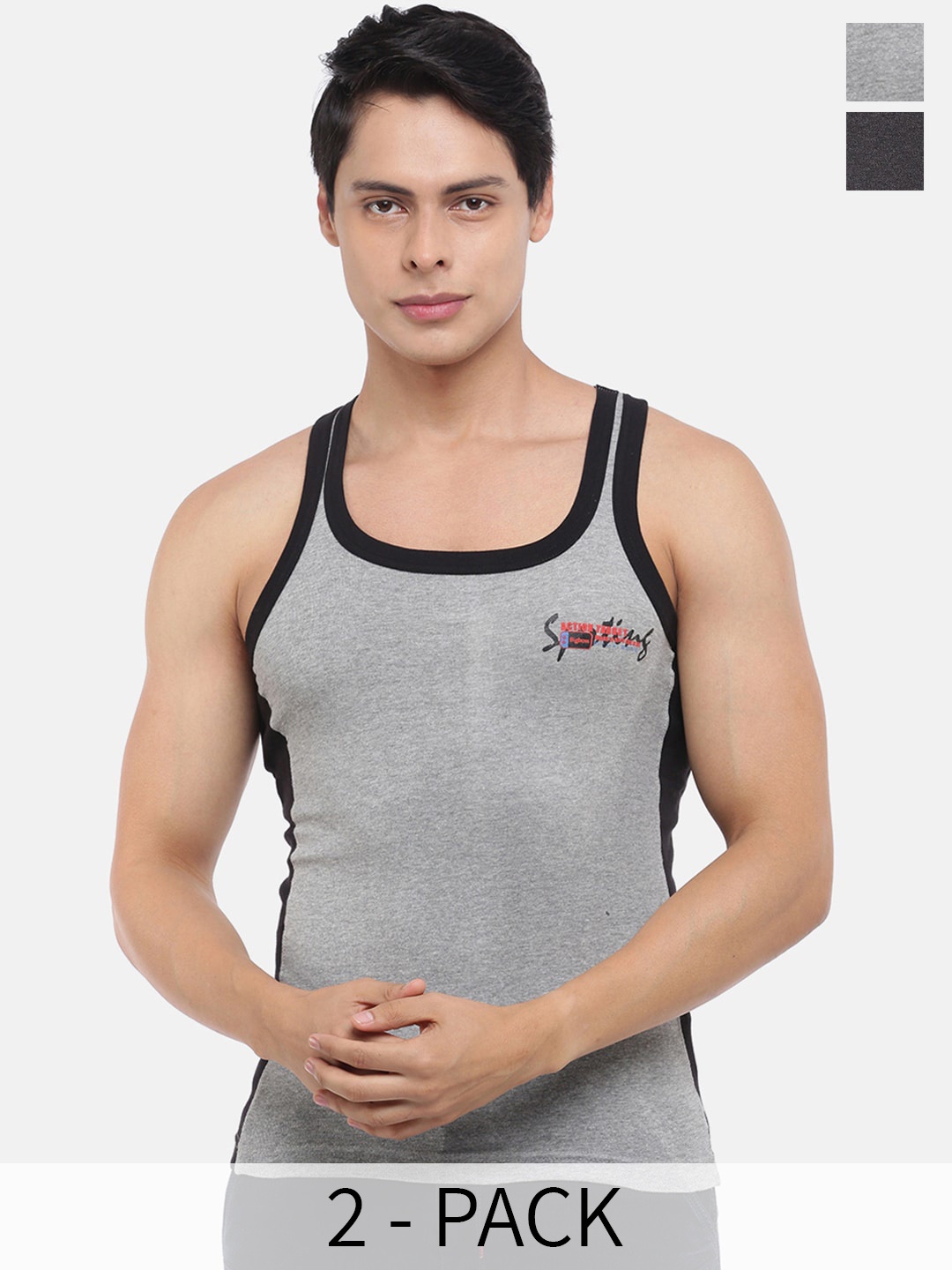 

Dollar Bigboss Pack Of 2 Assorted Cotton Innerwear Vests- MBB-16-PO2-CO3-S24