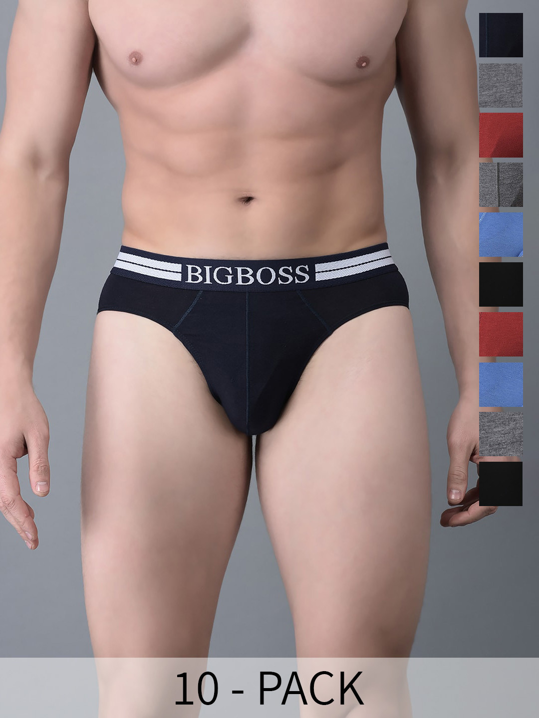 

Dollar Bigboss Pack Of 10 Assorted Intellisoft Cotton Brief- MJBR-10-GRNDO-PO10-2024