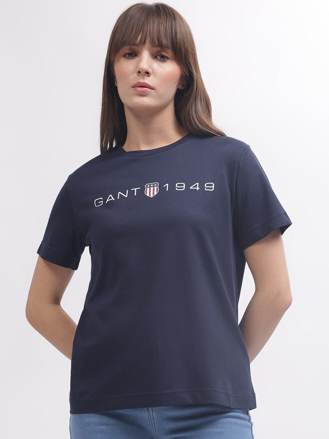 

GANT Round Neck Regular Fit T-shirt, Navy blue