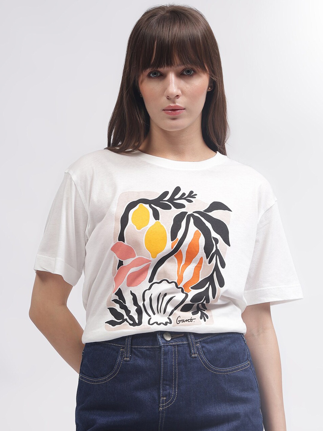 

GANT Graphic Printed Relaxed Fit Pure Cotton T-shirt, White