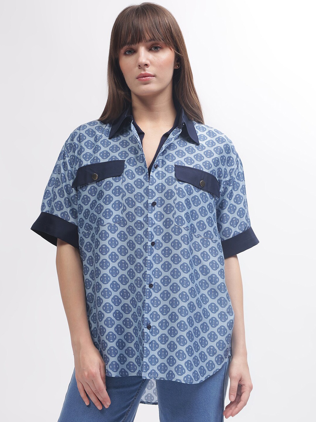 

GANT Women Ethnic Motifs Opaque Printed Relaxed Fit Casual Shirt, Blue