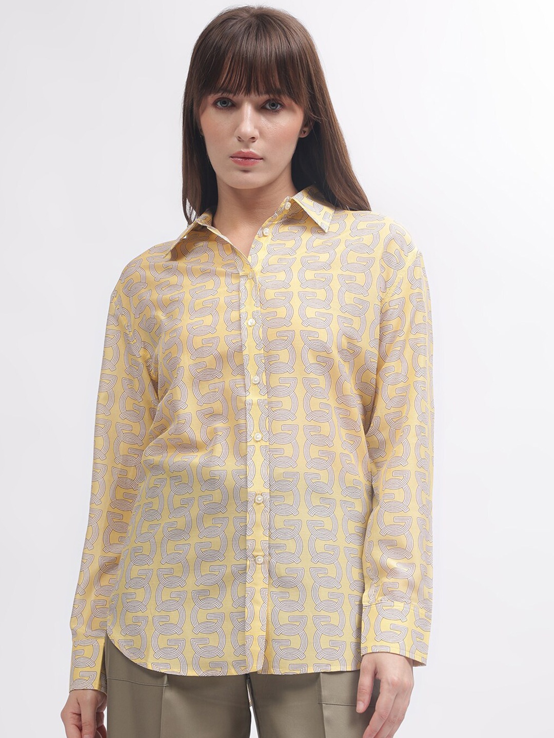 

GANT Printed Spread Collar Relaxed Fit Shirt, Yellow