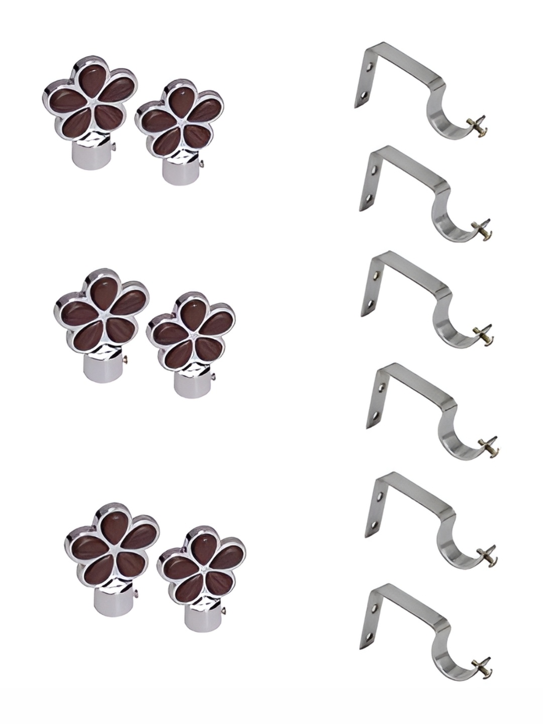 

Rab Silver Toned & Brown 12 Pieces Rod Rail Brackets