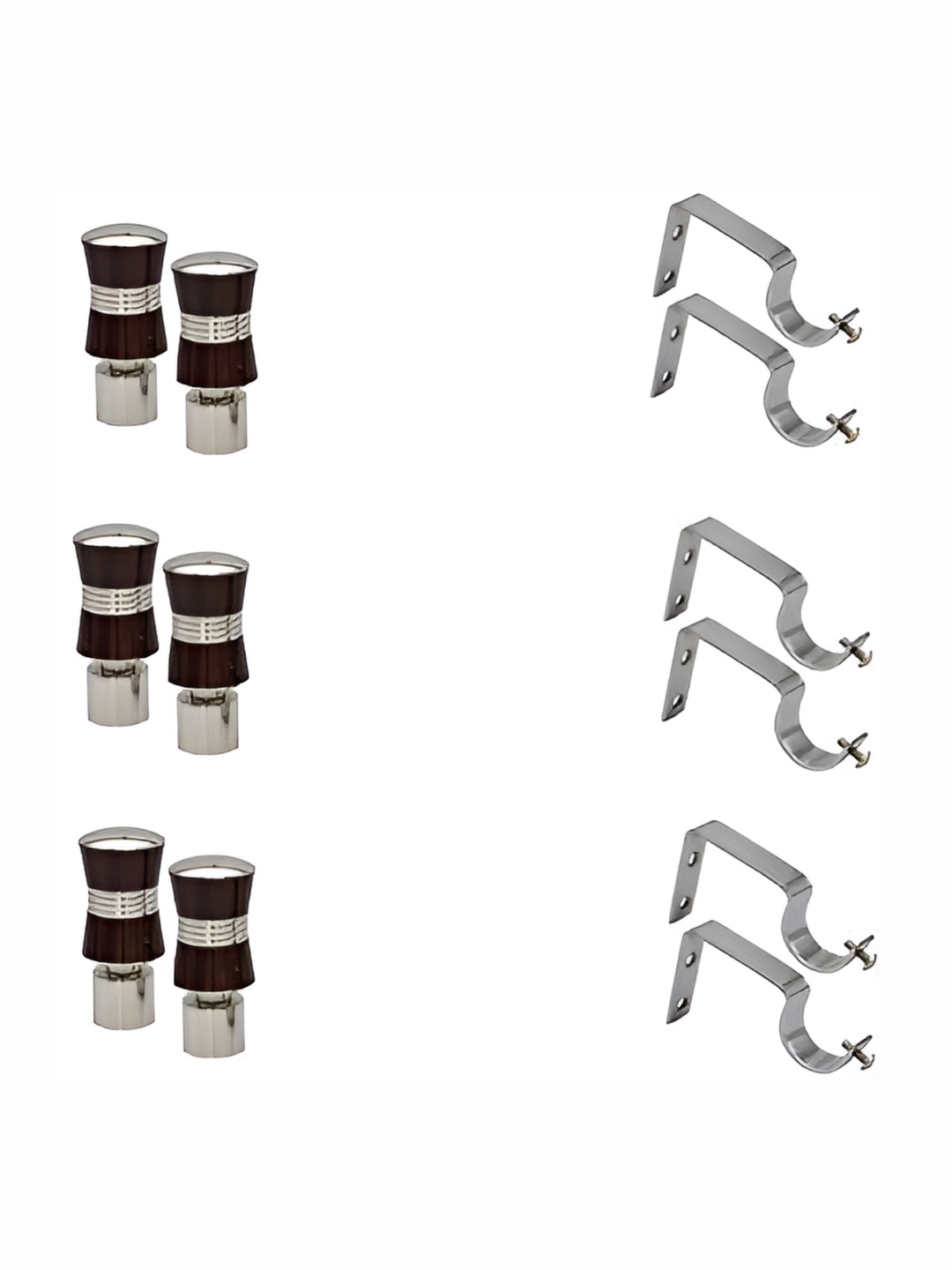 

Rab Brown & Silver Toned 12 Pieces Rod Rail Metal Brackets & Hooks