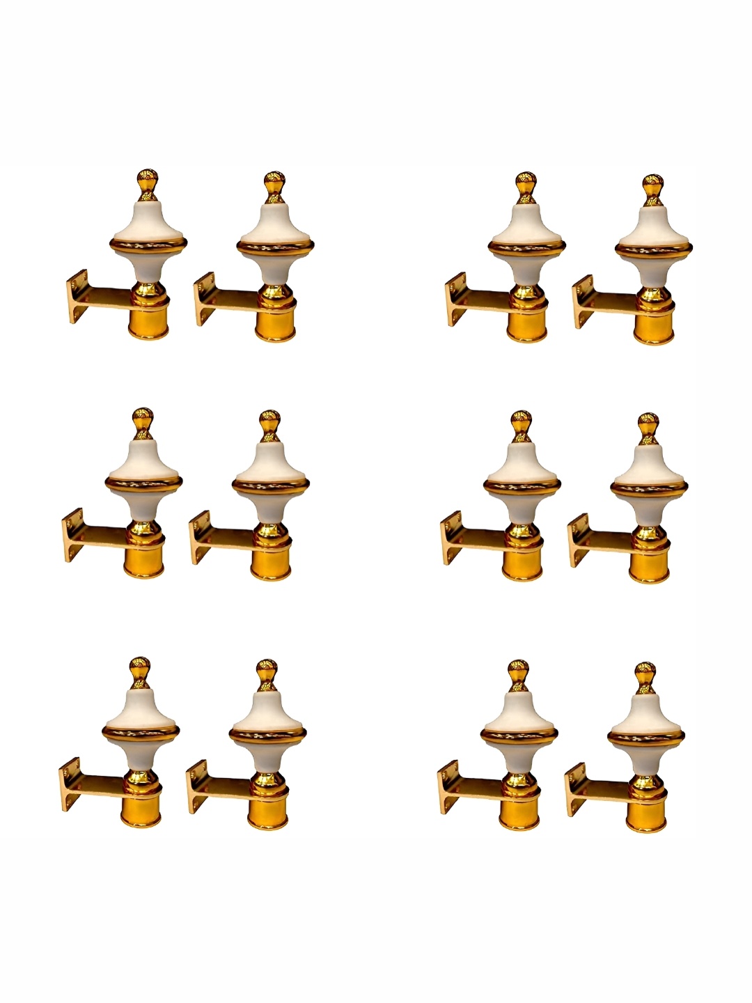 

Rab White 12 Pcs Metal Rod Rail Brackets, Gold