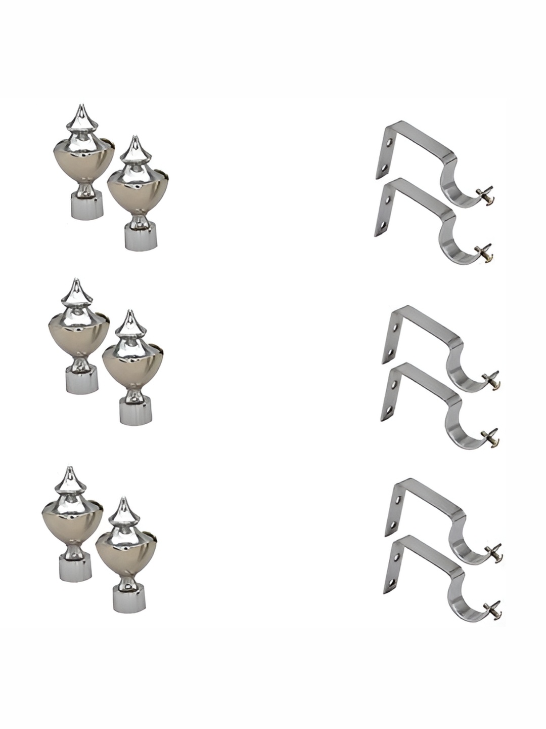 

Rab Beige & Silver Tone 12 Pieces Rod Rail Metal Bracket With Hooks