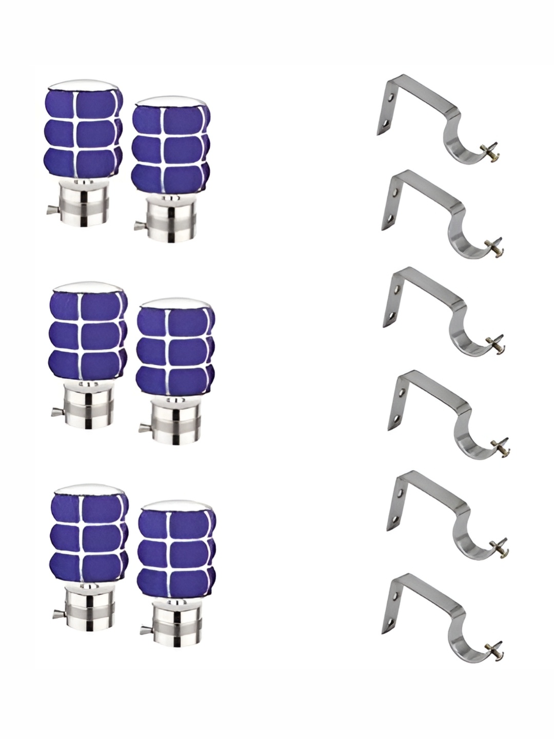 

Rab Purple & Silver Toned 12 Pieces Rod Rail Bracket With Hooks