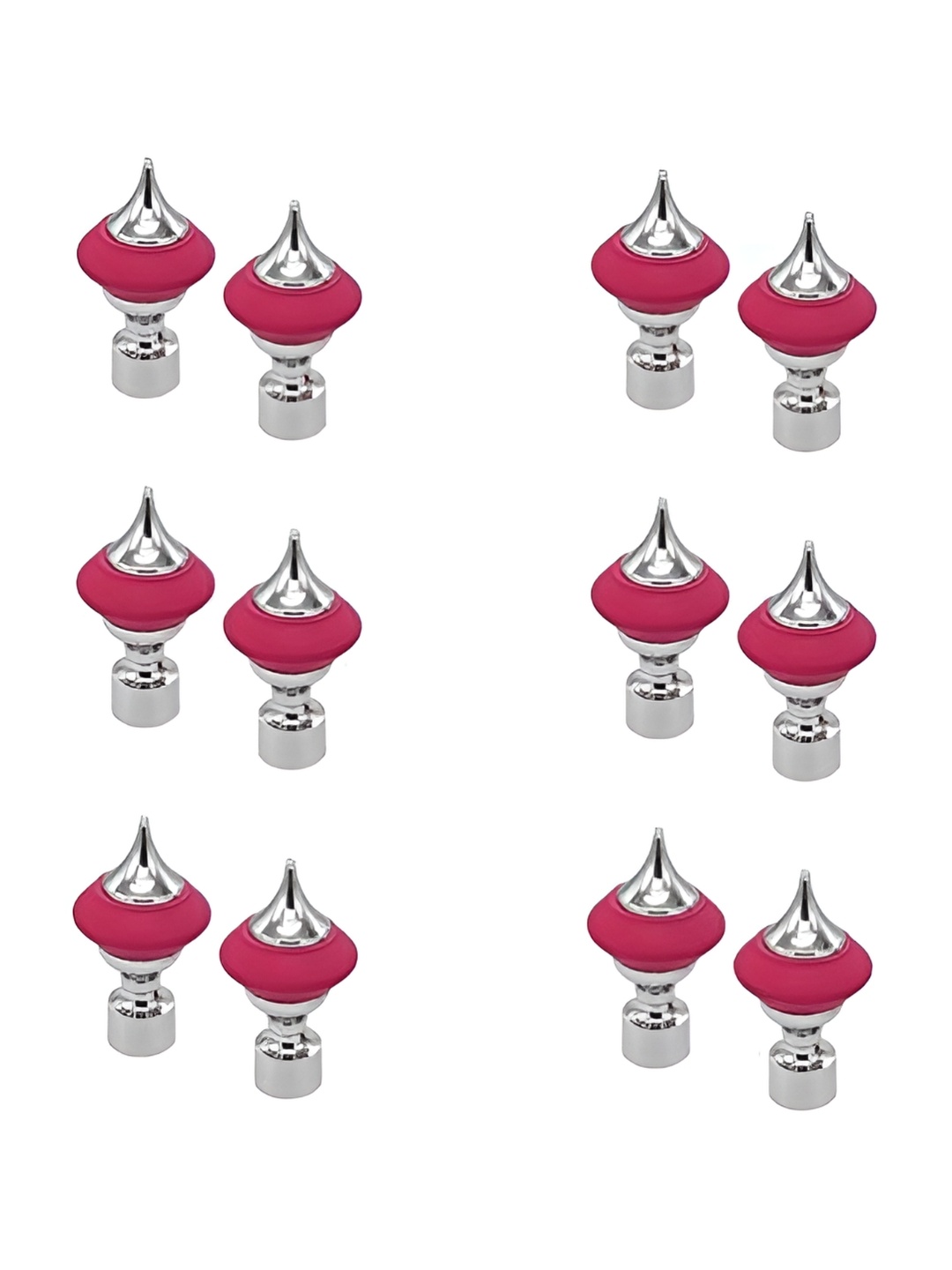 

Rab Pink& Silver Toned 24 Pieces Curtain Metal Rod Rail Brackets With Hooks