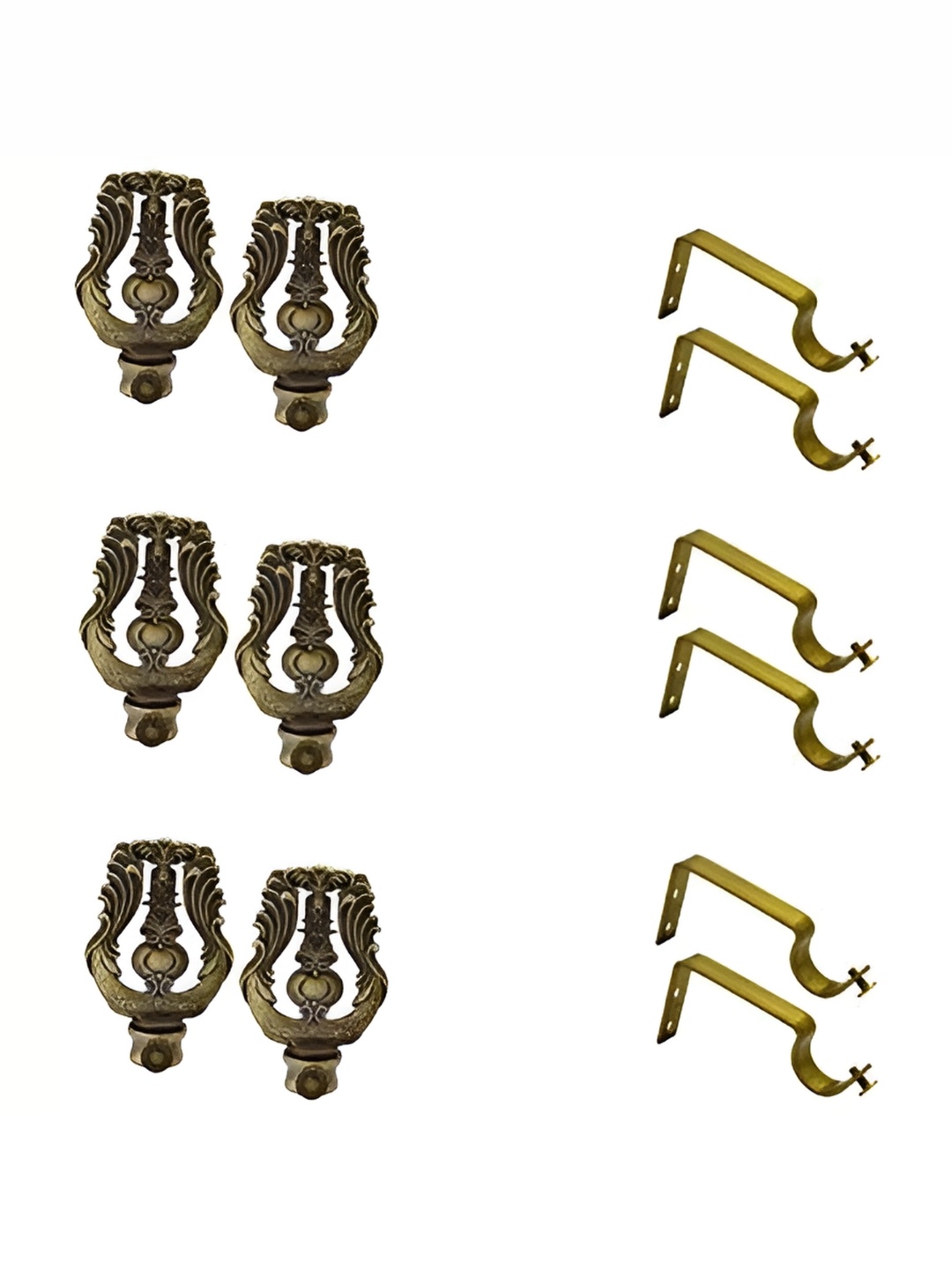 

Rab Gold Toned 12 Pieces Rod Rail Metal Bracket With Hooks