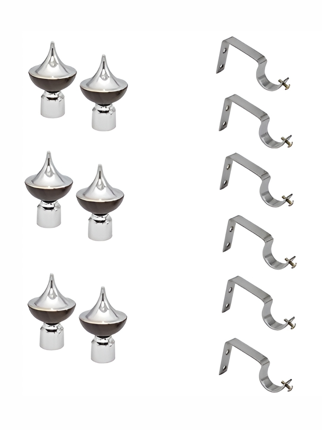 

Rab Brown 6 Pieces Metal Rod Rail Brackets, Silver