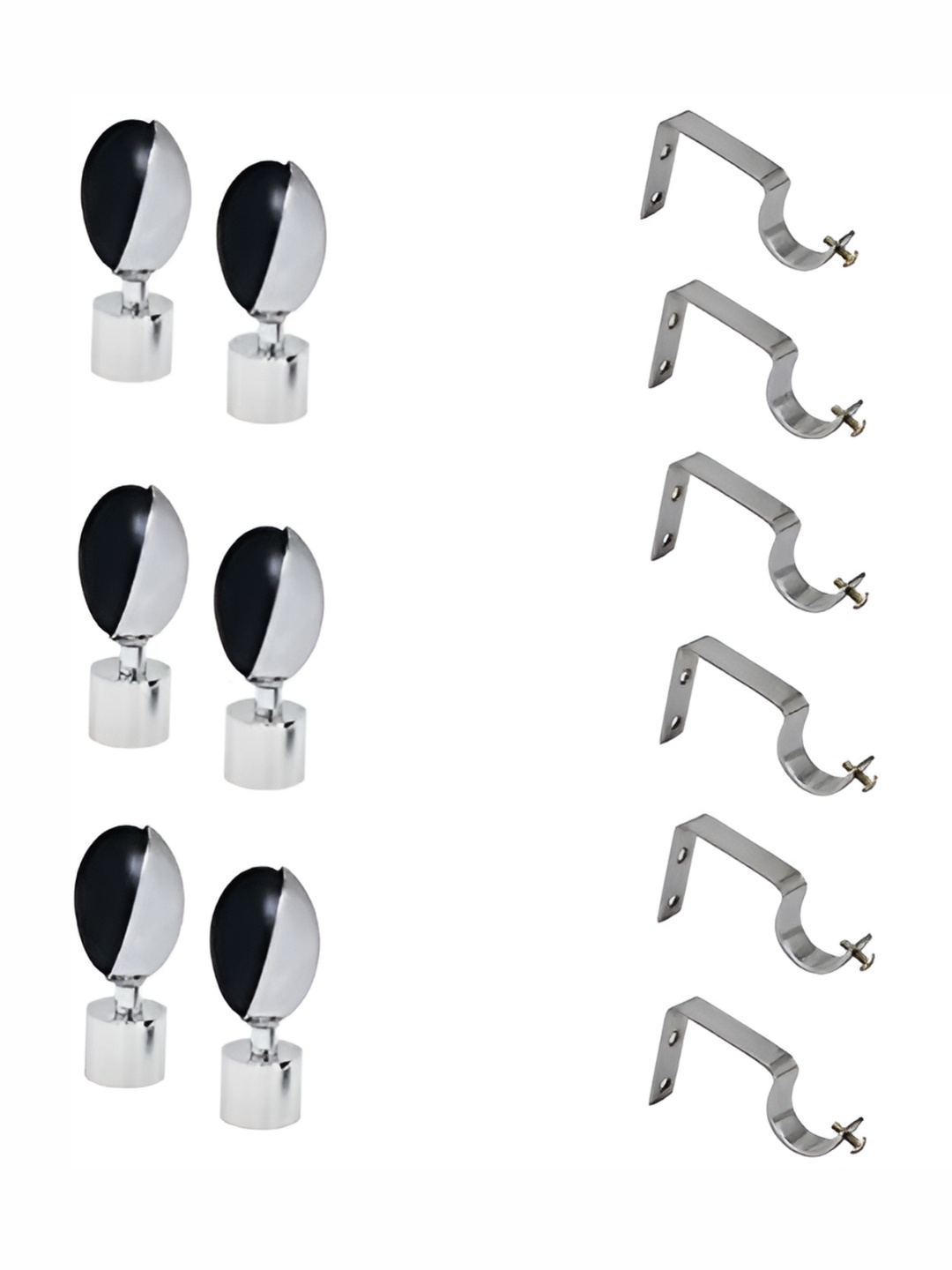 

Rab Silver Toned & Brown 6 Pieces Metal Rod Rail Brackets