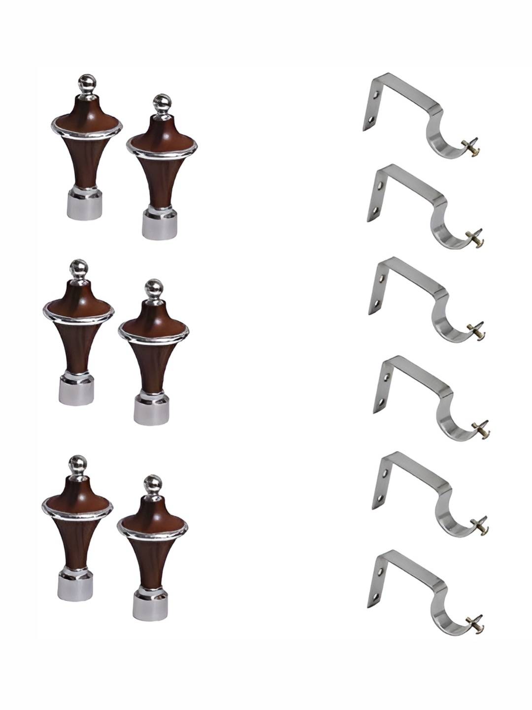 

Rab Brown & Silver Toned 2 Pieces Rust Proof Rod Rail Metal Bracket