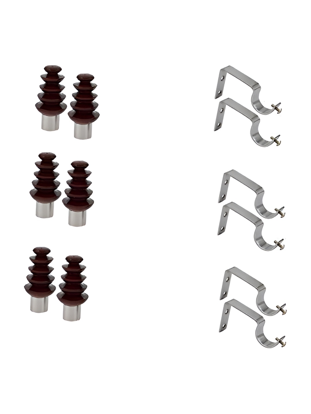 

Rab Brown & Silver Toned 12 Pieces Rod Rail Brackets