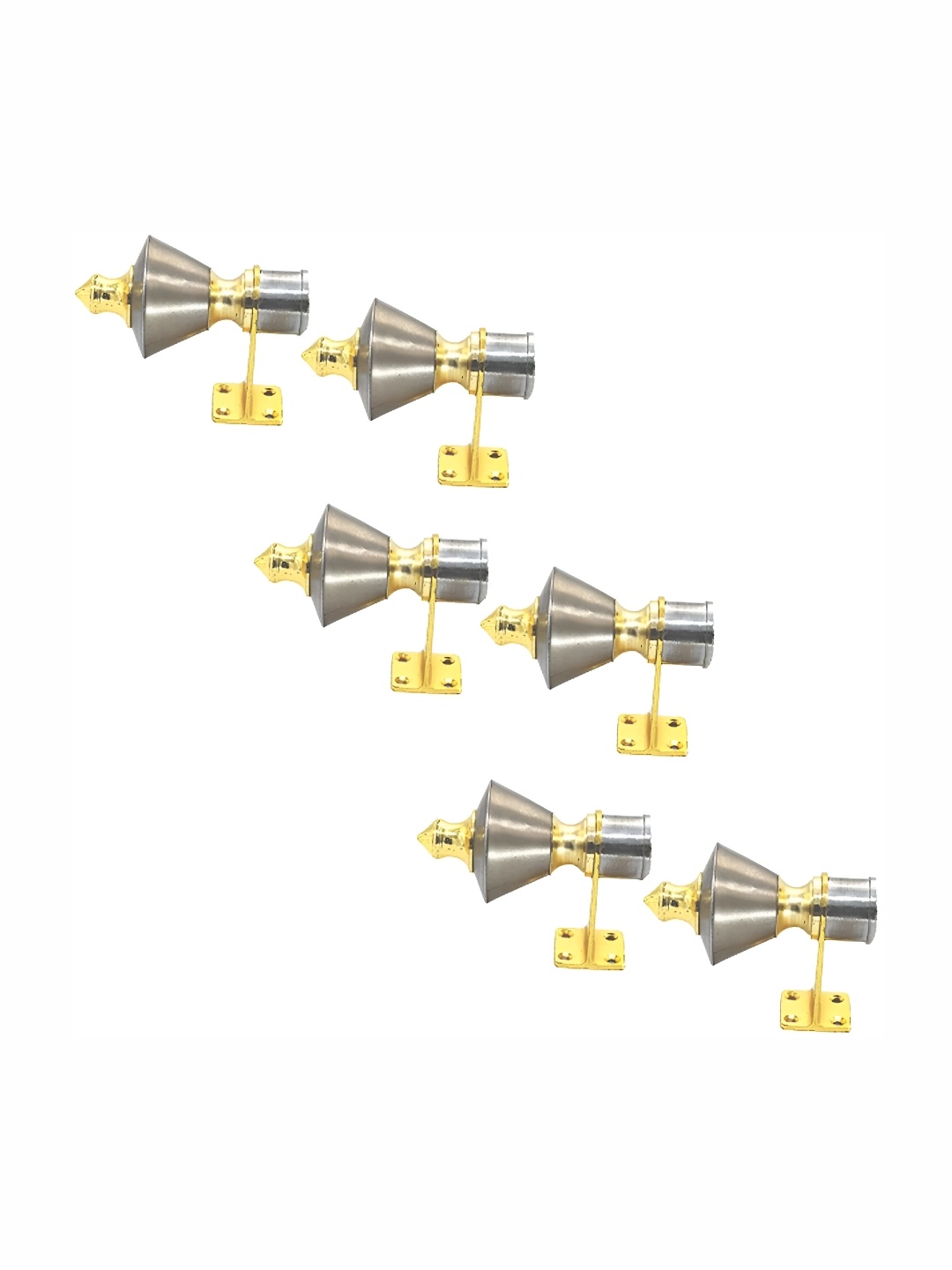 

Rab Silver Toned & Gold Toned 6 Pieces Metal Rod Rail Glossy Brackets