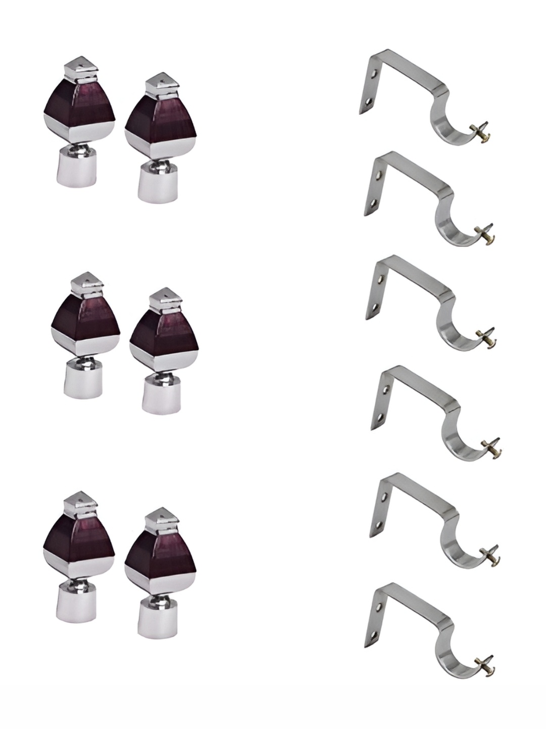 

Rab Brown 6 Pieces Metal Rod Rail Bracket, Silver
