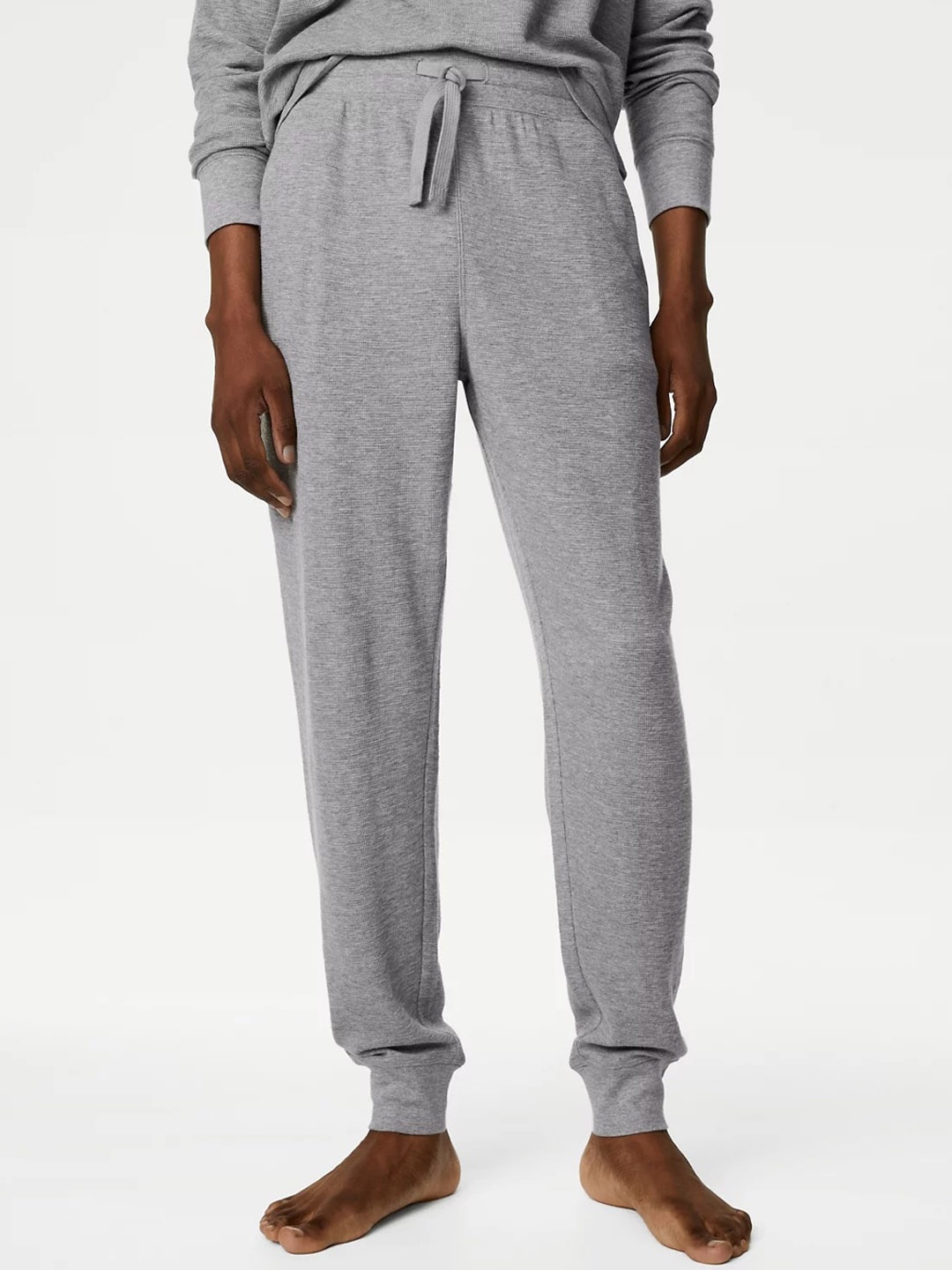 

Marks & Spencer Men Pure Cotton Waffle Lounge Joggers, Grey