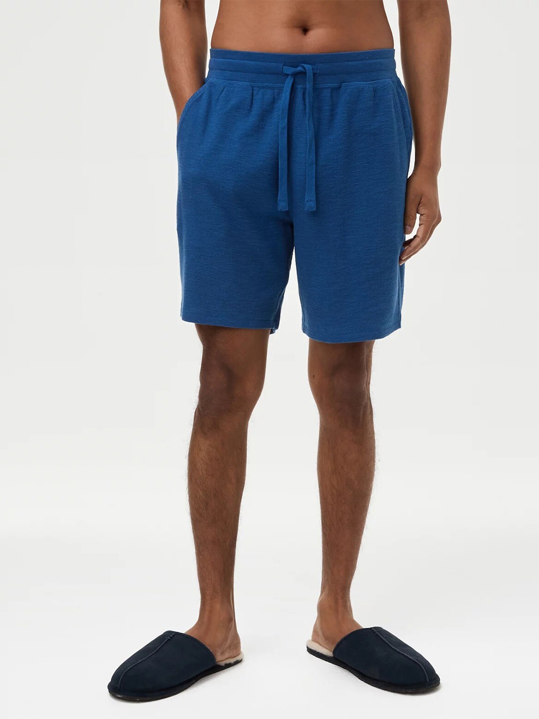 

Marks & Spencer Men Blue Mid-Rise Cotton Lounge Shorts