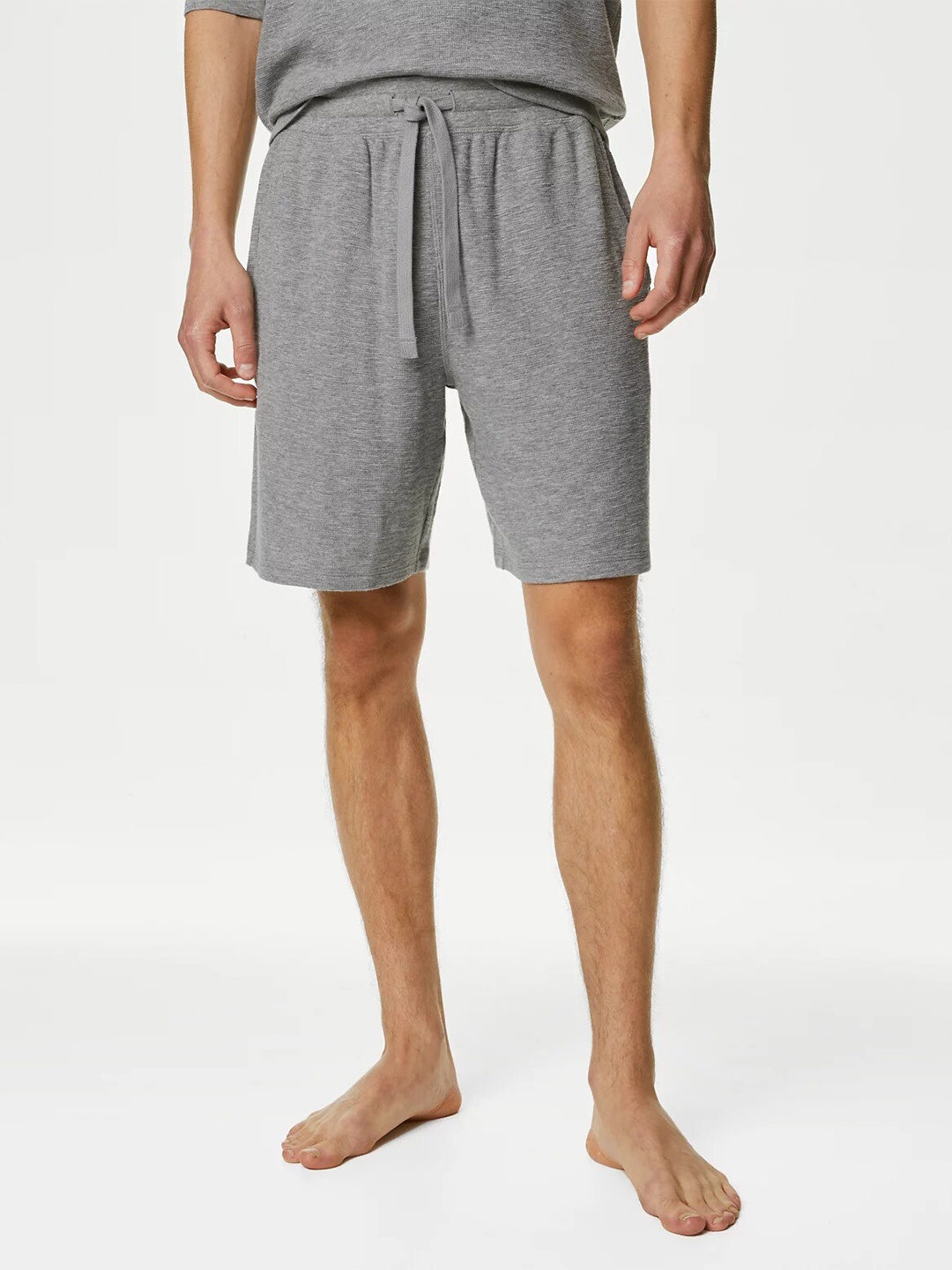 

Marks & Spencer Men Mid-Rise Pure Cotton Lounge Shorts, Grey