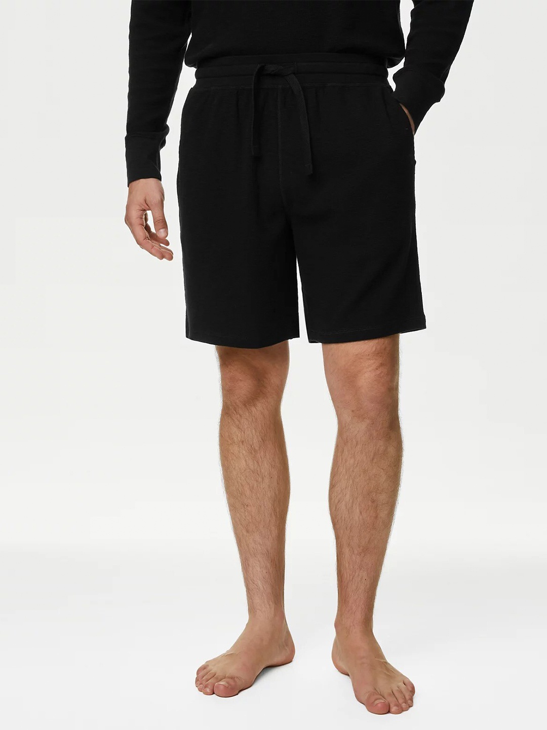 

Marks & Spencer Men Black Mid-Rise Pure Cotton Lounge Shorts